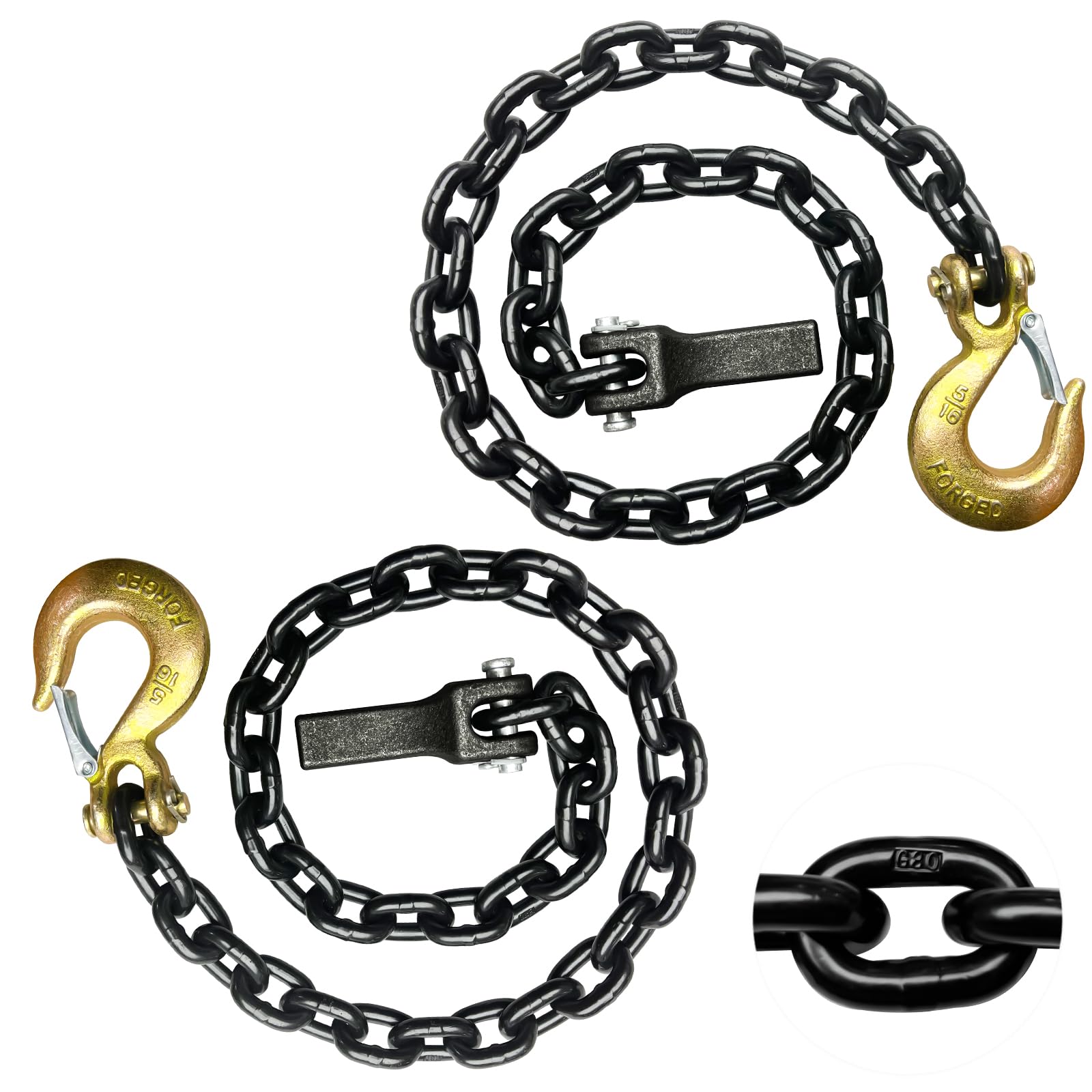 Senkeyfe 2 Pack 5/16'' Trailer Safety Chains 35 Inch Trailer Chains With Clevis Slip Hook And Chain Retainer, G80 Chains 21,000