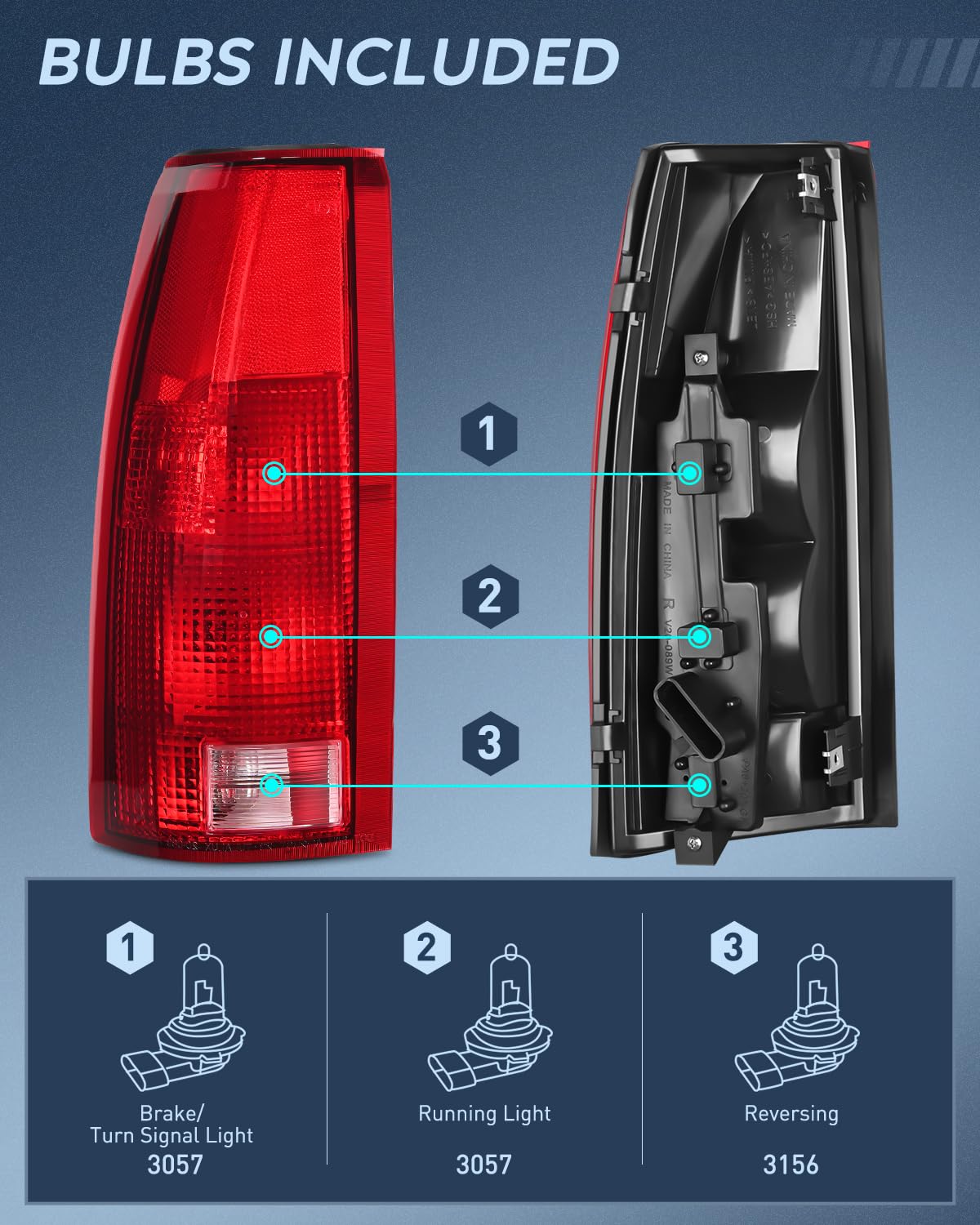 Nilight Taillight Assembly Compatible With 1988 1989 1990 1991 1992 1993 1994 1995 1996 1997 1998 1999 Chevy Gmc C/K Suburban Bl