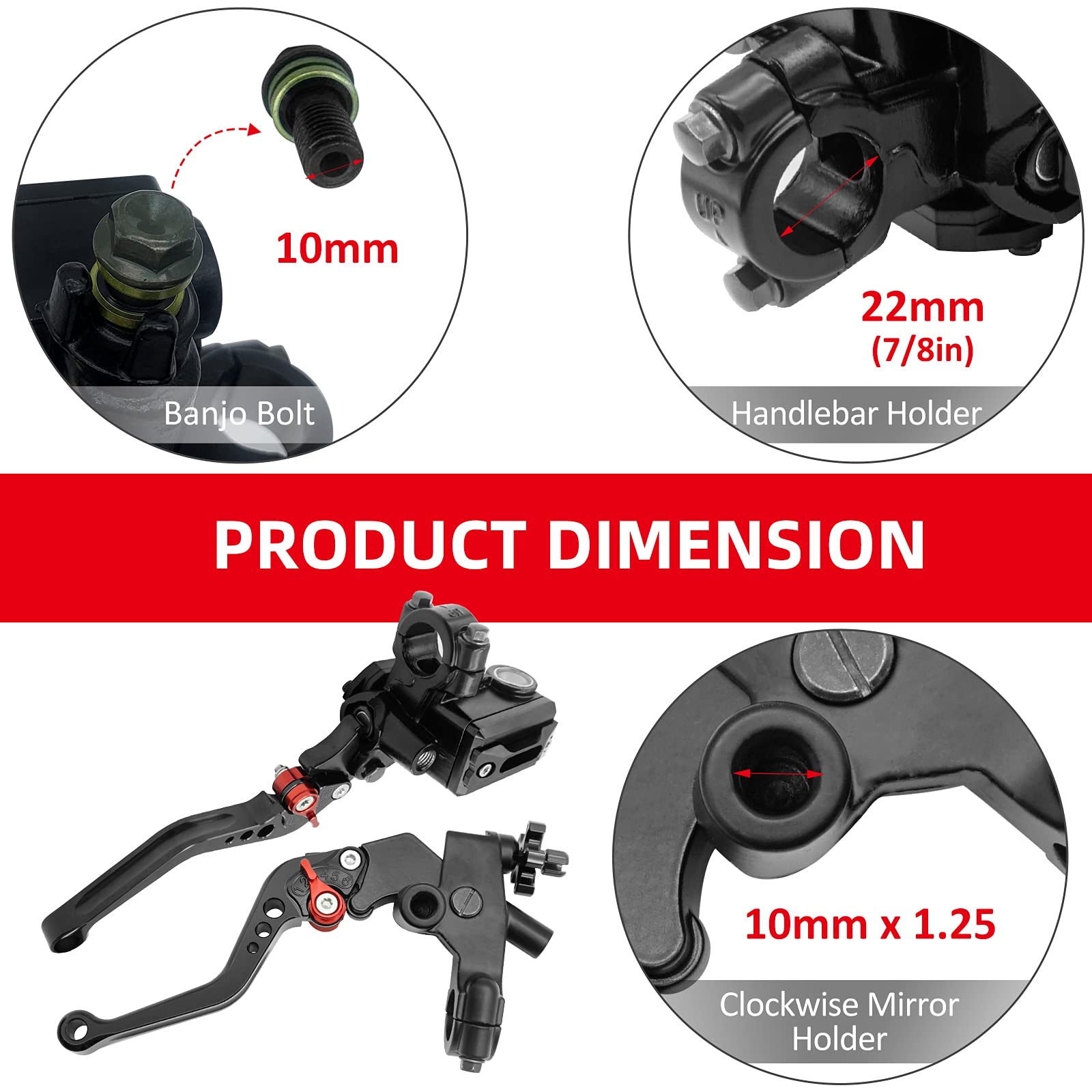 Javik Updated Universal Bike 7/8'' 22Mm Handlebar Brake Master Cylinder Clutch Lever Set Compatible With Motorcycle Honda Kawasa