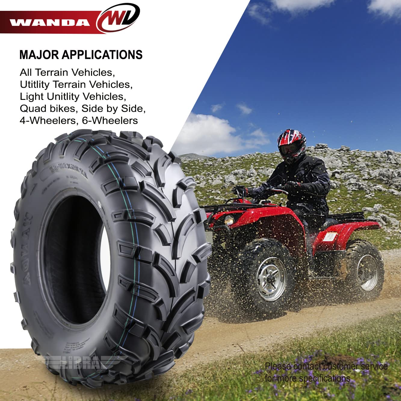 Wanda Atv Utv Tires 25X10-12 25X10X12 6-Ply Light Mud Tires, Set 2-10244