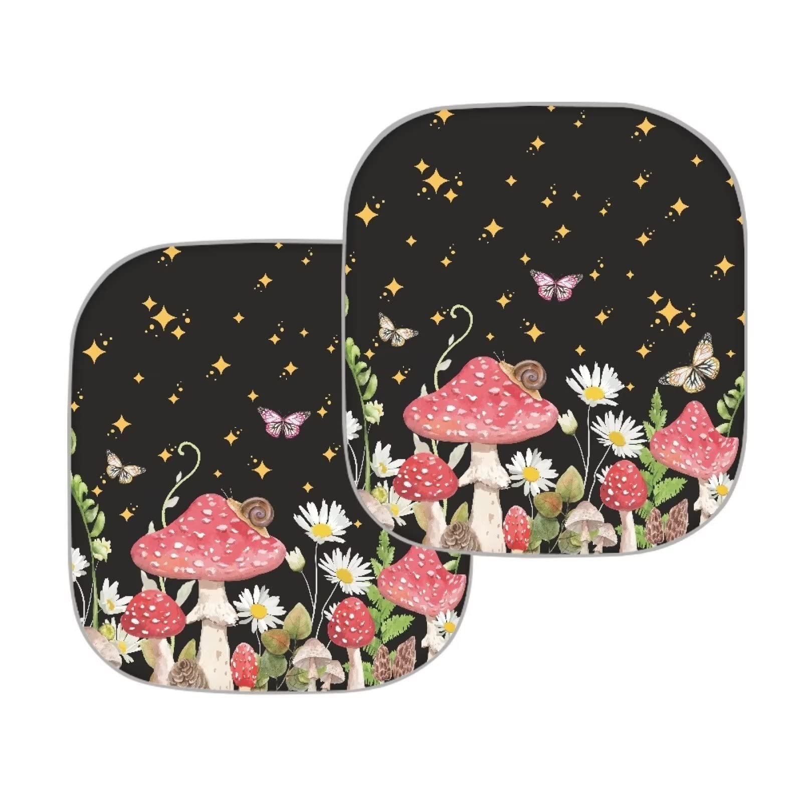Renewold Mushroom Daisy Butterfly Print Sunshade For Car Windshield Reflective Blocks Heat And Sun Foldable Sun Shade Shield Car