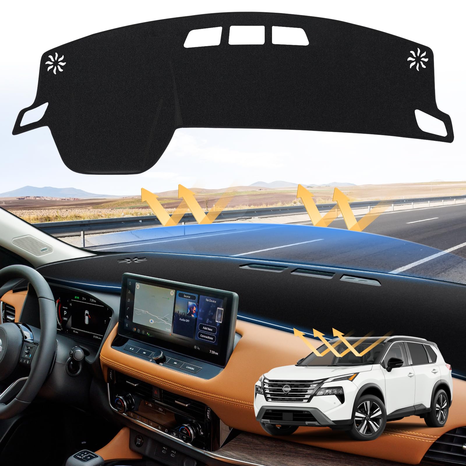 Sunsdrew Dash Cover For 2021-2024 2025 Nissan Rogue Dashboard Cover Mat For Rogue Accessories Suede Dash Mat Rogue Sun Shade Non