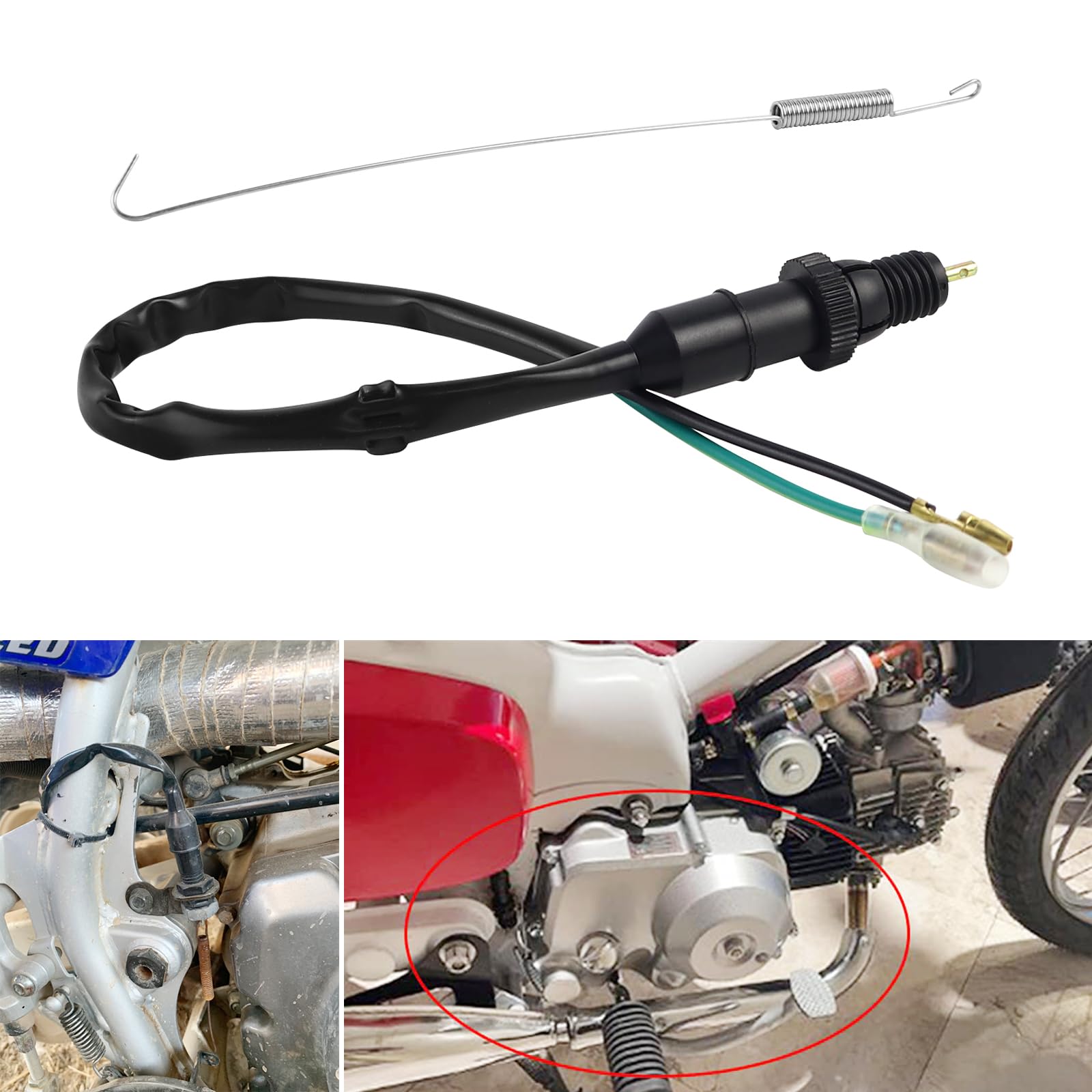 Flypig Universal Motorcycle Bike Rear Brake Lamp Light Switch With Spring For Honda Kawasaki Suzuki Z50 Minitrail50 Ct70 Cb500 Xl70 Cb200 Cl90 2 Wires