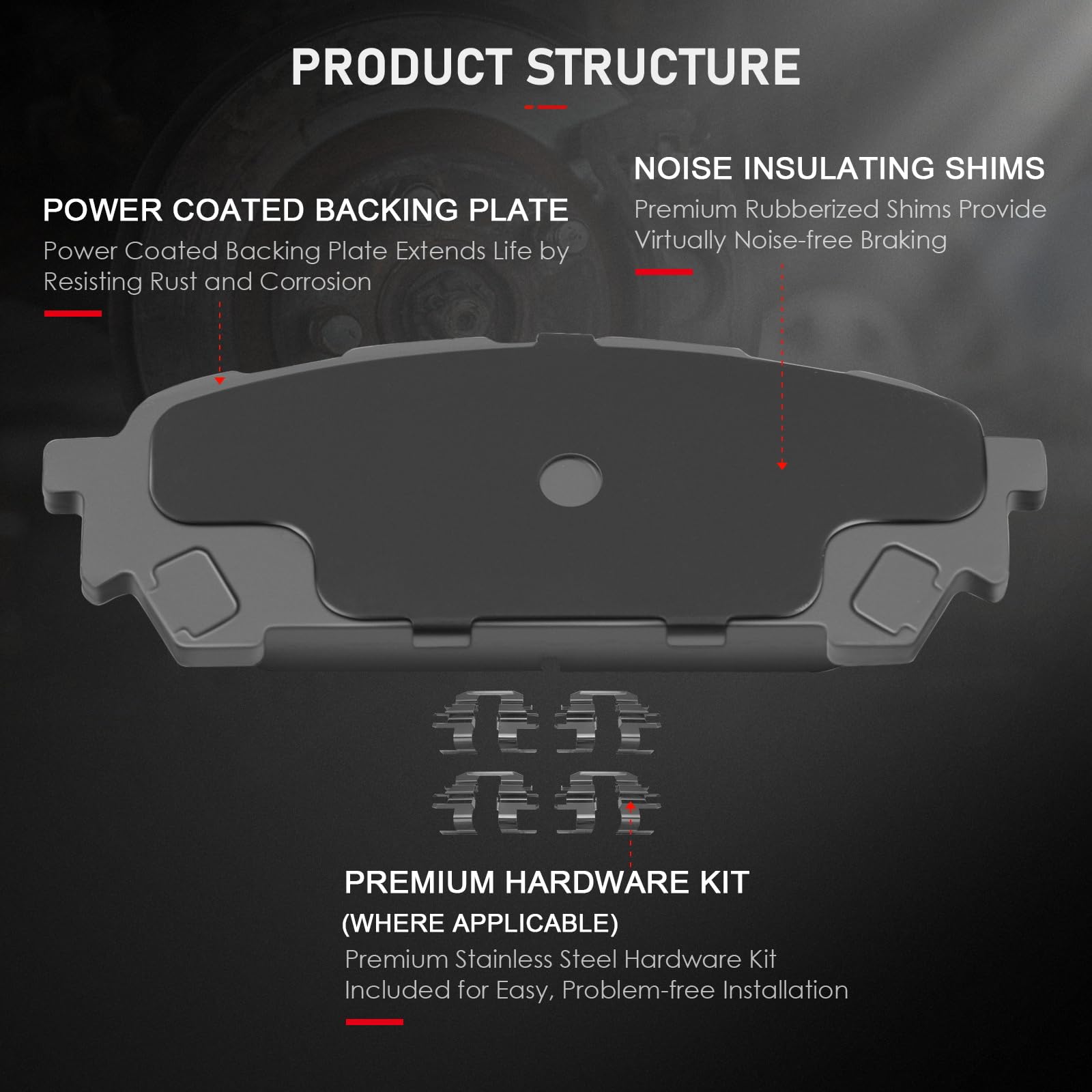 Cciyu D1004 Rear Ceramic Disc Brake Pads Kit For Saab 9-2X 2005-2006,For Subaru Impreza 2003-2007 4Pcs