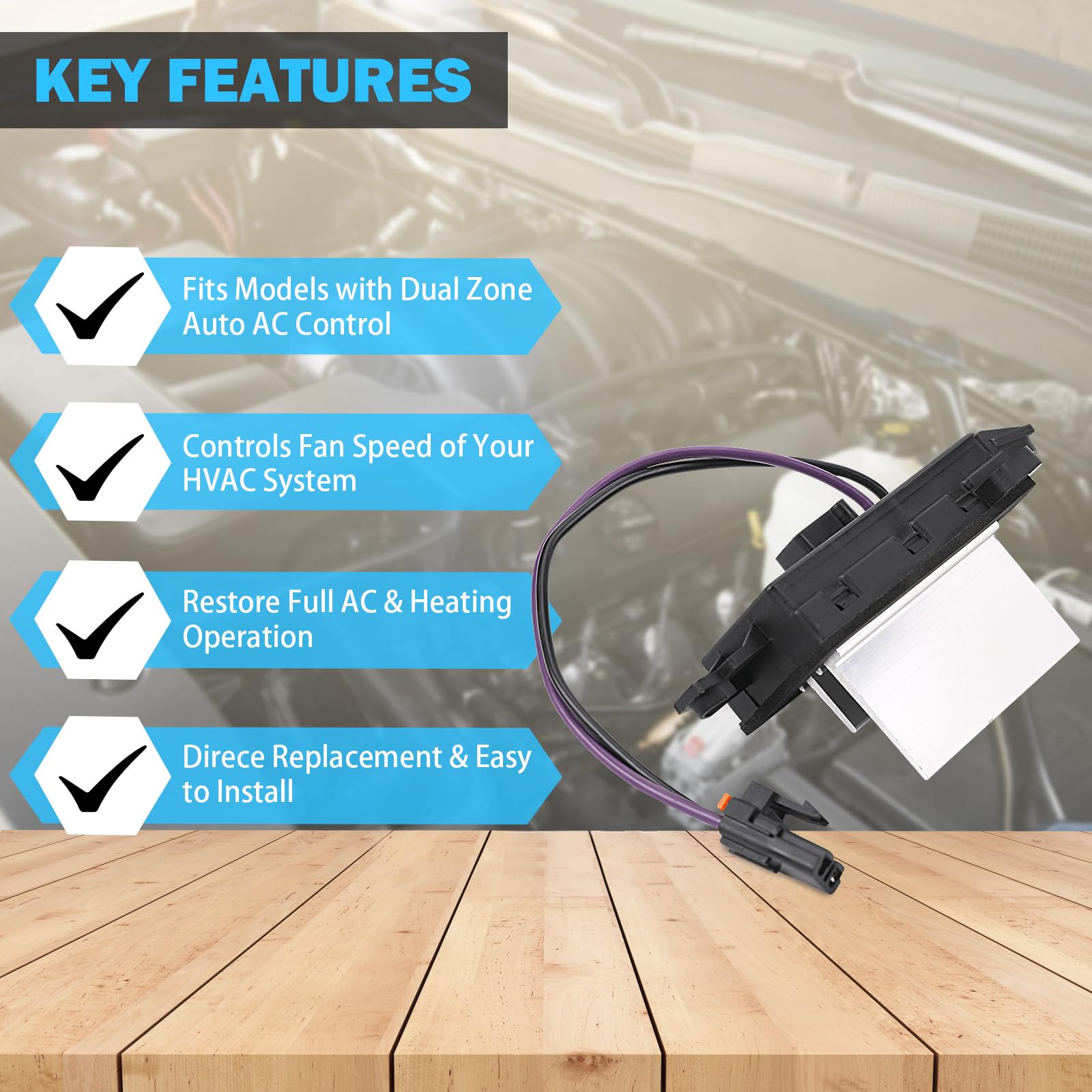 Ac Blower Motor Resistor Blower Control Module, Fit For 2003-2007 Chevrolet Silverado Avalanche Suburban Tahoe, Gmc Sierra Envoy Yukon, Cadillac Escalade, Replace 15-80567 89018778 52495874 4P1516