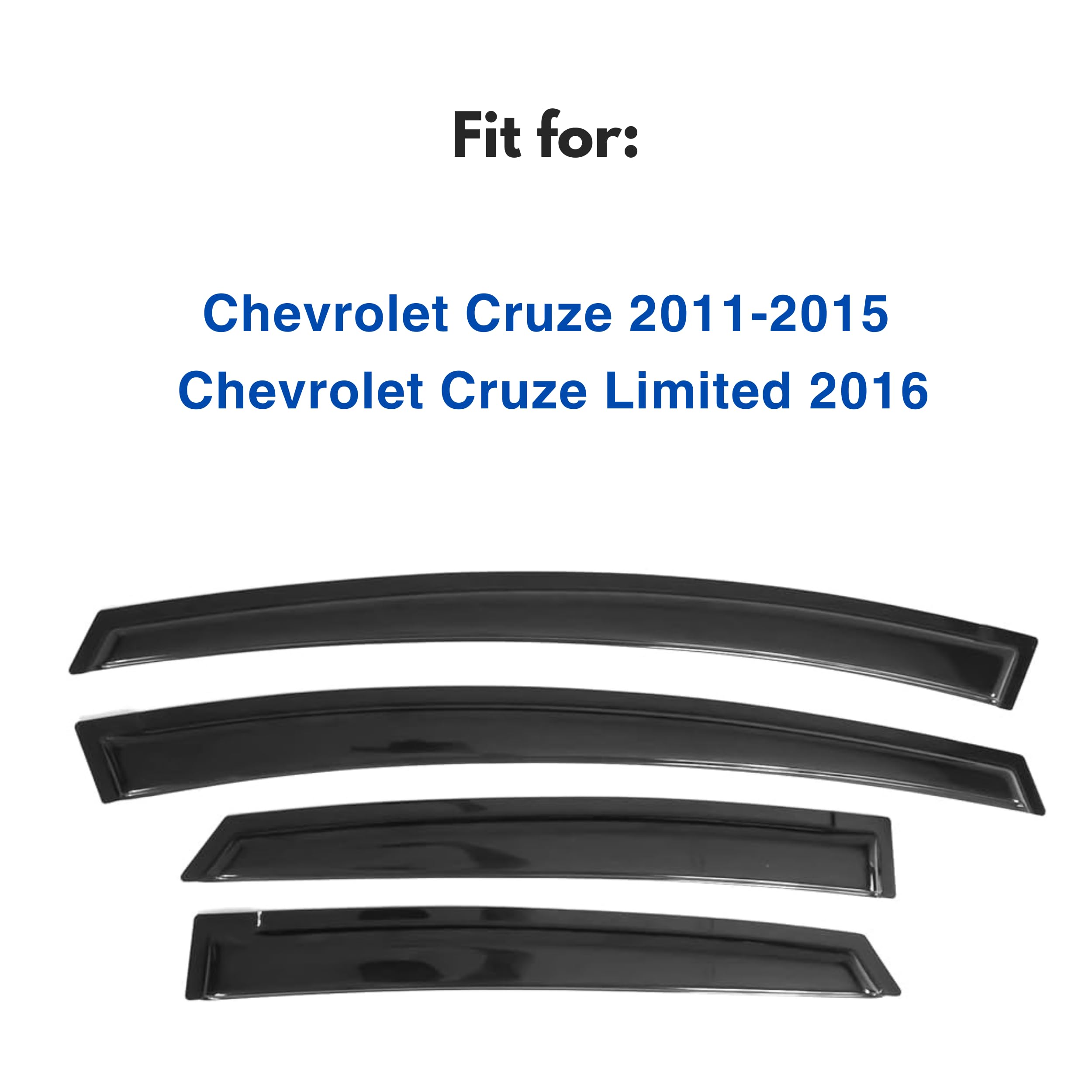 Ig Window Visor For Chevy Chevrolet Cruze 2011-2015 & Cruze Limited 2016, Rain Guard Tape-On Extra Durable Sun Wind Side Vent Wi