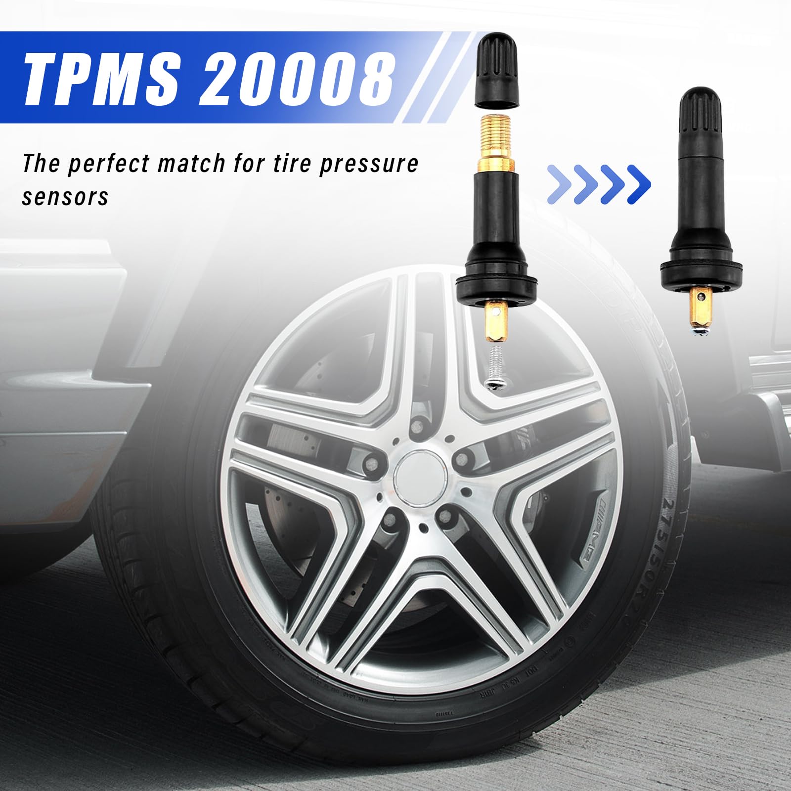 Augeny 5Pcs Tpms 20008 Tire Valve Stem, Snap-In Rubber Tubeless Tire Pressure Sensor Valve Stem ?Replacement Compatible With Commander, Liberty, Lucerne, Avenger, Charger, Durango