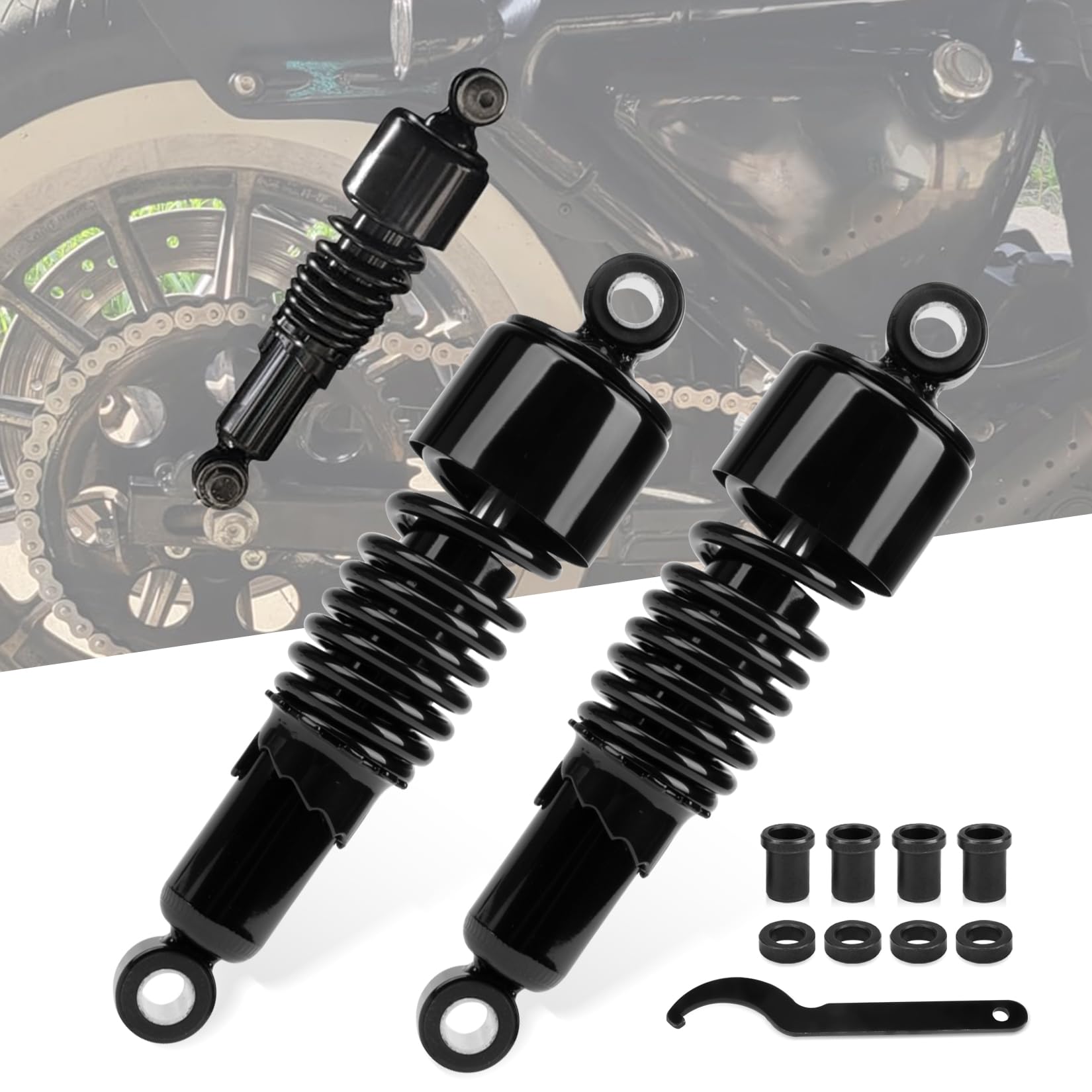 PSLER Rear Shock Absorber Rear Suspension Kit Rear Shocks Lowering Kit Preload Adjustable 10.5'' for Sportster XL 883 1200 1988-