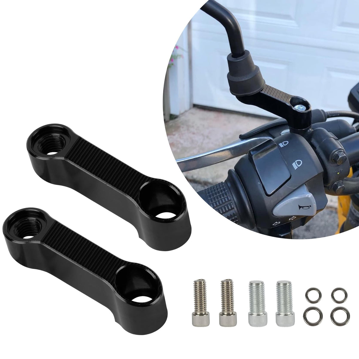 M10 Motorcycle Mirror Extenders, 2 Right Hand Threads, Psler Motorcycle Rear View Mirror Mount Risers Extenders For 10Mm Or 8Mm Apertures