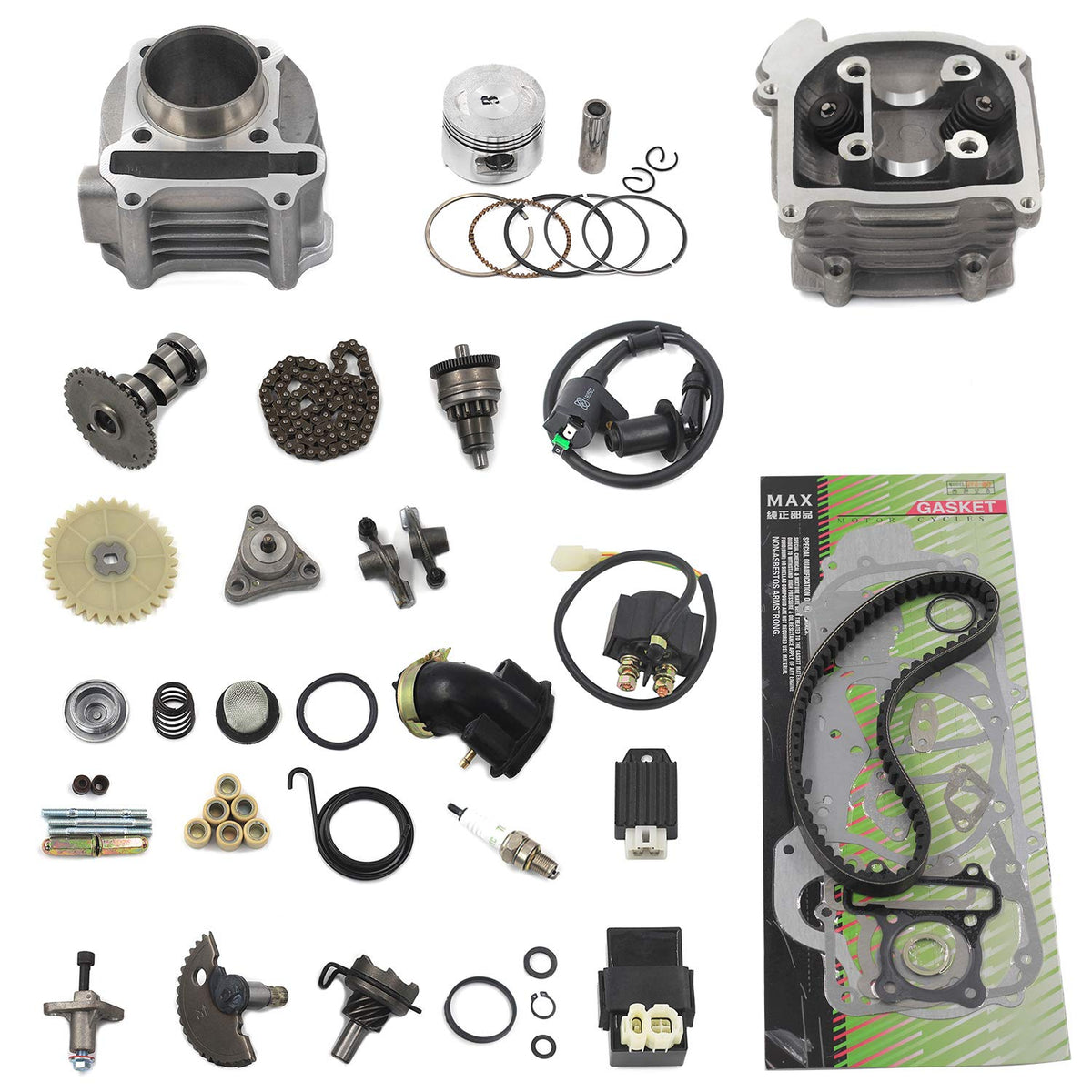 Gy6 Cylinder Rebuild Kits Trkimal 47Mm 80Cc Big Bore Upgrade Kits For 49Cc 50Cc 139Qmb Engines 64Mm Valve Scooter Moped Parts, G