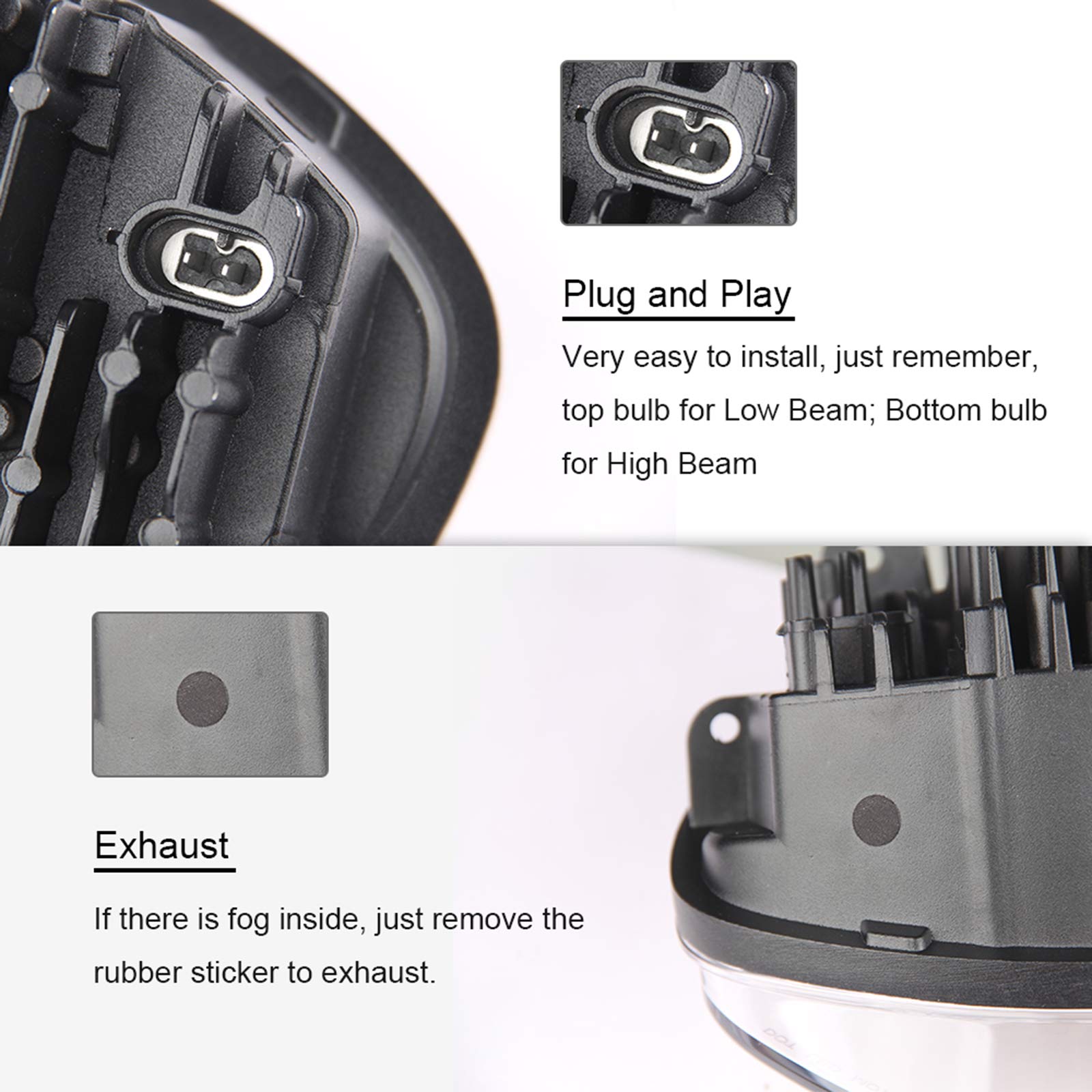 SUNPIE Motorcycle Headlight Compatible with Victory Cross Country/Hammer 8 Ball/High-Ball/Magnum 2008-2017, 60W High Low Beam Bright White Black Bezel Headlights Assembly