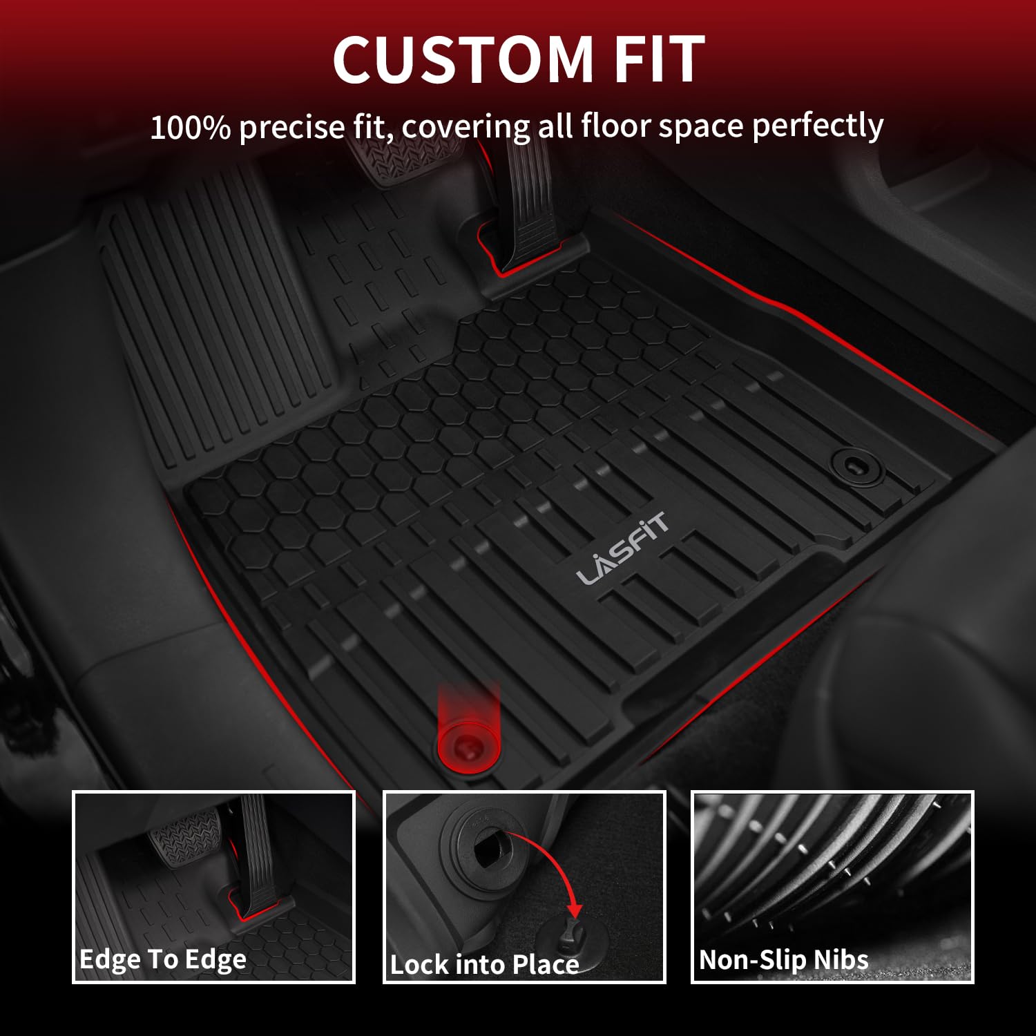 Lasfit Floor Mats&Trunk Mat For Toyota Sienna 8 Seats 2021-2024 2025 All Weather Tpe Custom Fit Floor Liner For Sienna Le/Xle/Xs