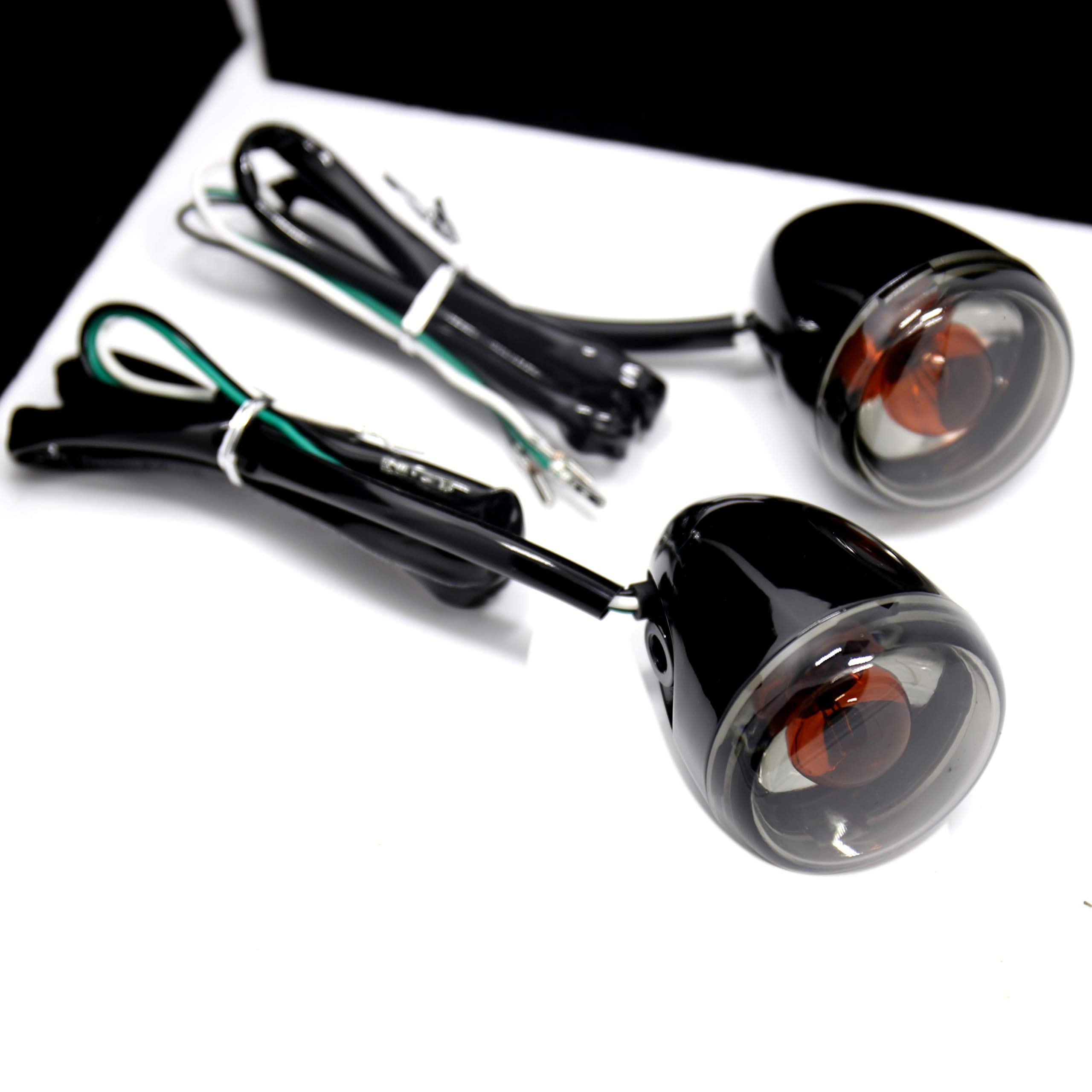 Black Bullet Turn Signals&Bracket For Harley Dyna Softail Fatboy Sportster Fxdb