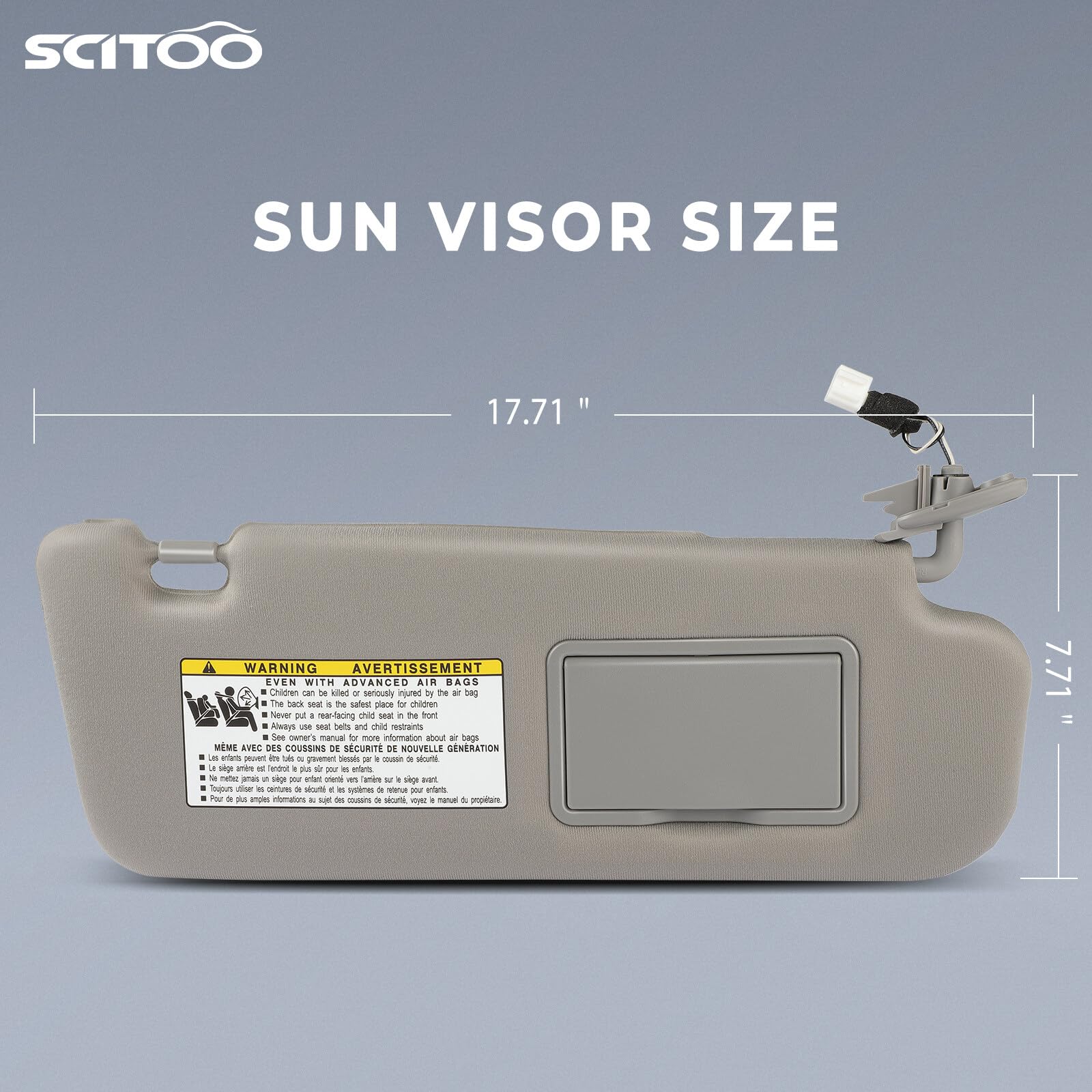 Scitoo Gray Right Passenger Side Auto Sun Visor Assembly Fit For 2006-2008 For Hyundai Sonata With Sunroof