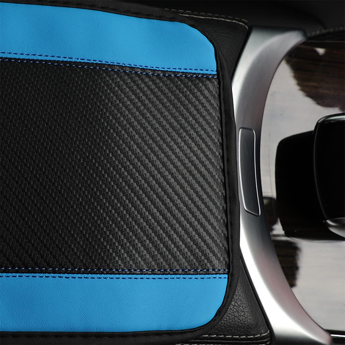 8Sanlione Car Center Console Cover, 12.6X7.5 Pu Leather Car Armrest Cover Universal Waterproof Center Console Pad, Car Accessories Interior Protection For Cars, Vehicles, Suvs (Blue)