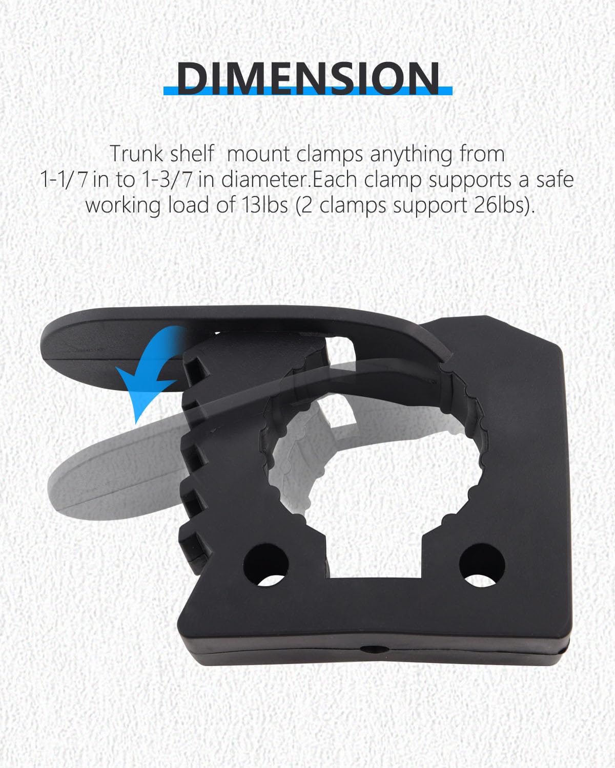 ADTOPI Shovel Holder, Quick Release Rubber Clamp Mounting Bracket Fits 1-1/7'' to 1-3/7'' Diameter Tool Handles for Trucks UTV A