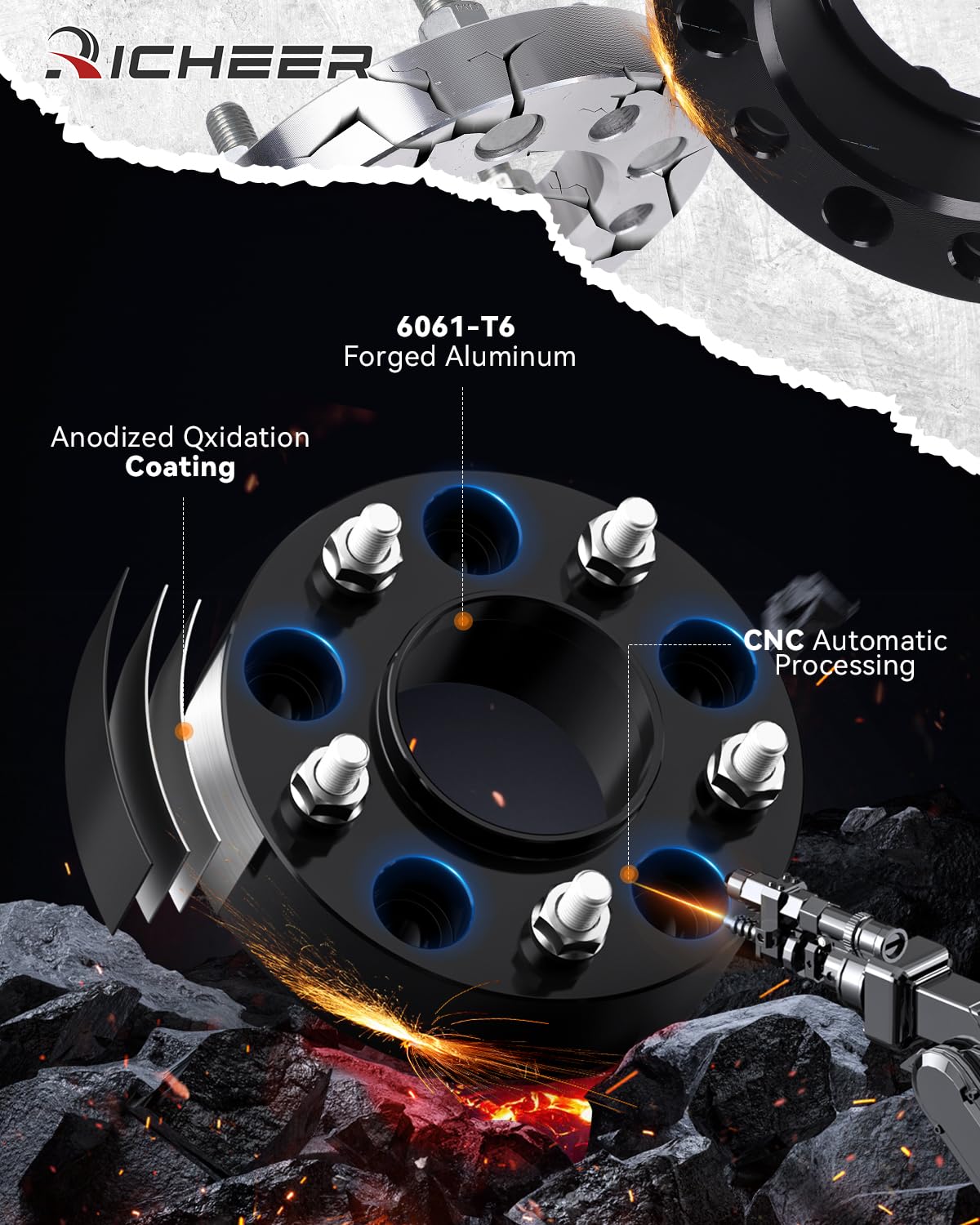 Richeer 2 Inch 5X5 Wheel Spacers For 2018-2024 Wrangler Jl, 2011-2024 Grand Cherokee Wk2 Wl, 2019-2024 Gladiator Jt, 2011-2023 D