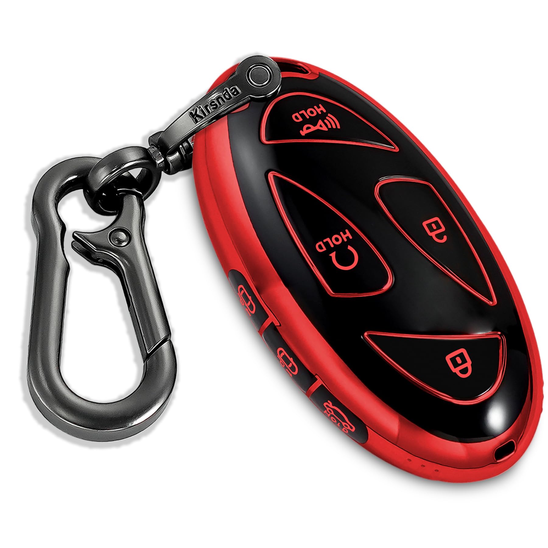 Kirsnda Hyundai Key Fob Cover With Keychain, Tpu Protection Case For Ioniq 6, Grandeur Gn7, Kona (2023, 2024), 7 Button (Red)