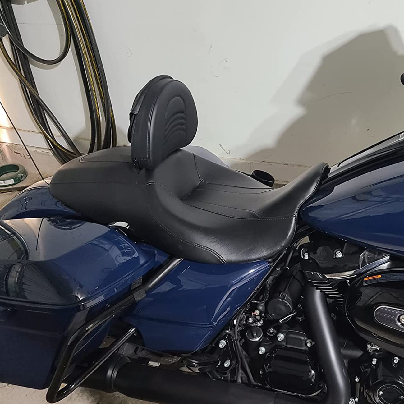 Aufer Adjustable Plug-In Heavy Duty Driver Rider Backrest Kits Custom Made Compatible With For 1997-2020 2021 2022 2023 2024 Touring Road King Street Glide Road Glide Electra Glide,Black