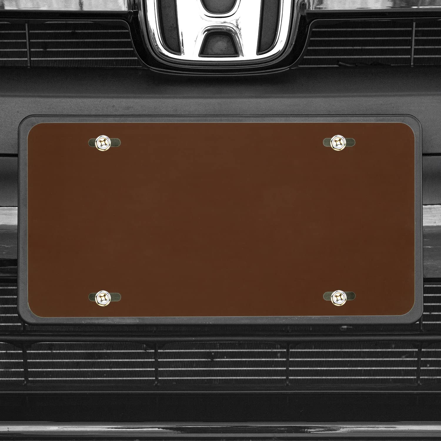 Custom License Plate For Front Of Car - Personalized Car Tags - 6” X 12” Universal Fit (Brown)