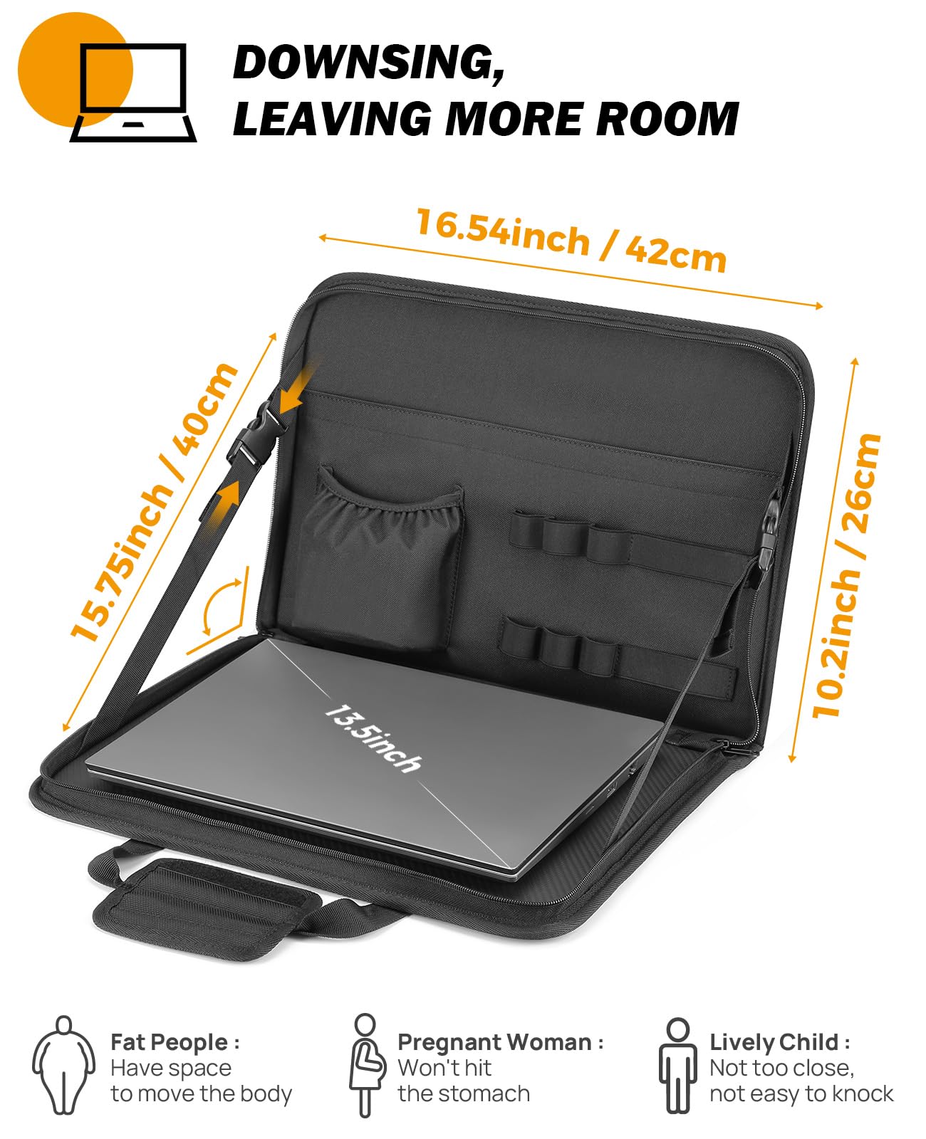 Joytutus 3 In 1 Steering Wheel Eating Tray Upgraded(16.1 * 10 Inch), Car Back Seat Laptop Desk, Multifunctional Car Office Bag,