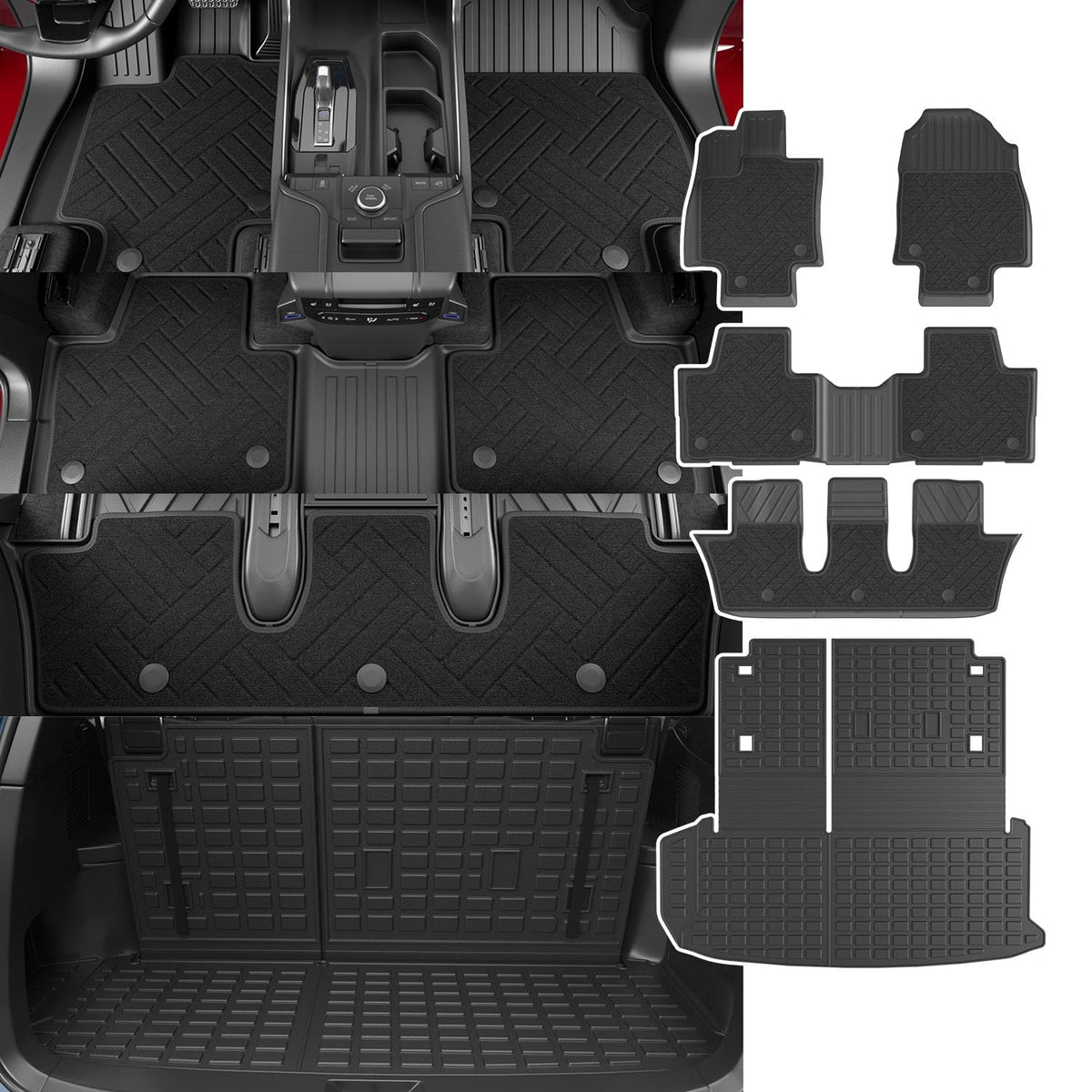 Powoq 7&8 Seat Floor Mat Compatible With 2024 2025 Toyota Grand Highlander Trunk Mat Replacement For 2024 2025 Toyota Grand High