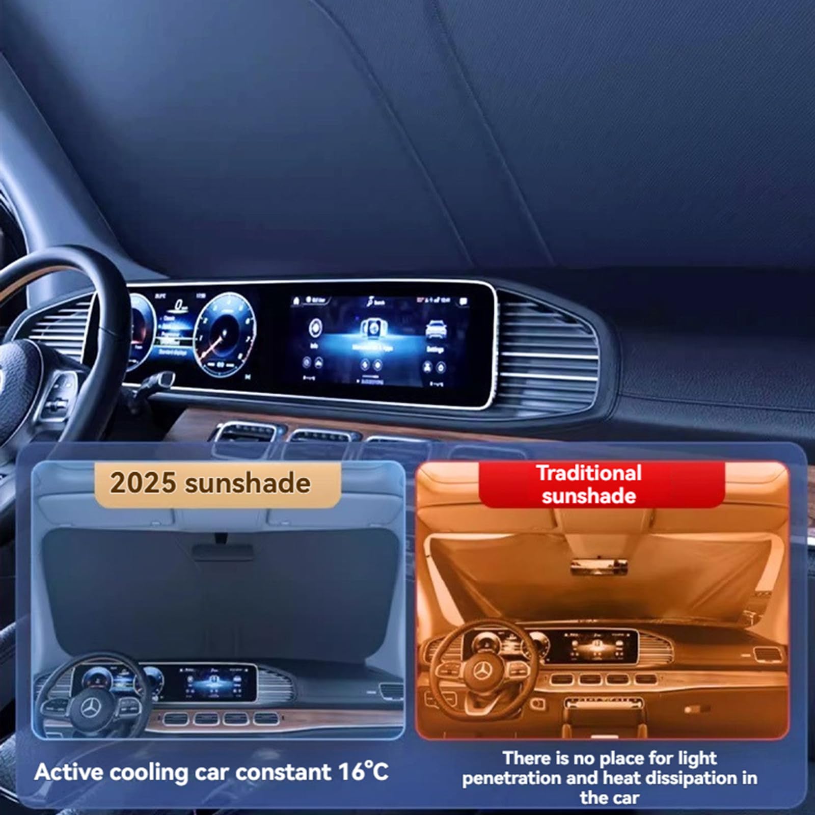 for Volkswagen Atlas Windshield Sun Shade - Foldable Windshield Cover Sun Shade Atlas 2018-2025 Accessories Protect Car from Sun