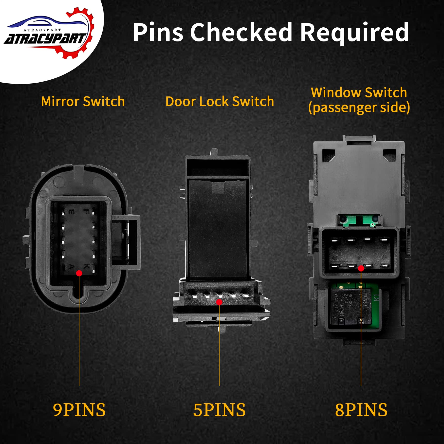 Power Window Switch Driver Side & Passenger Window Switch & Door Lock & Mirror Switch | Compatible With 2007-2015 Chevy Silverado Gmc Sierra | Replaces# 25789692, 22883768, 15804093, 22895545