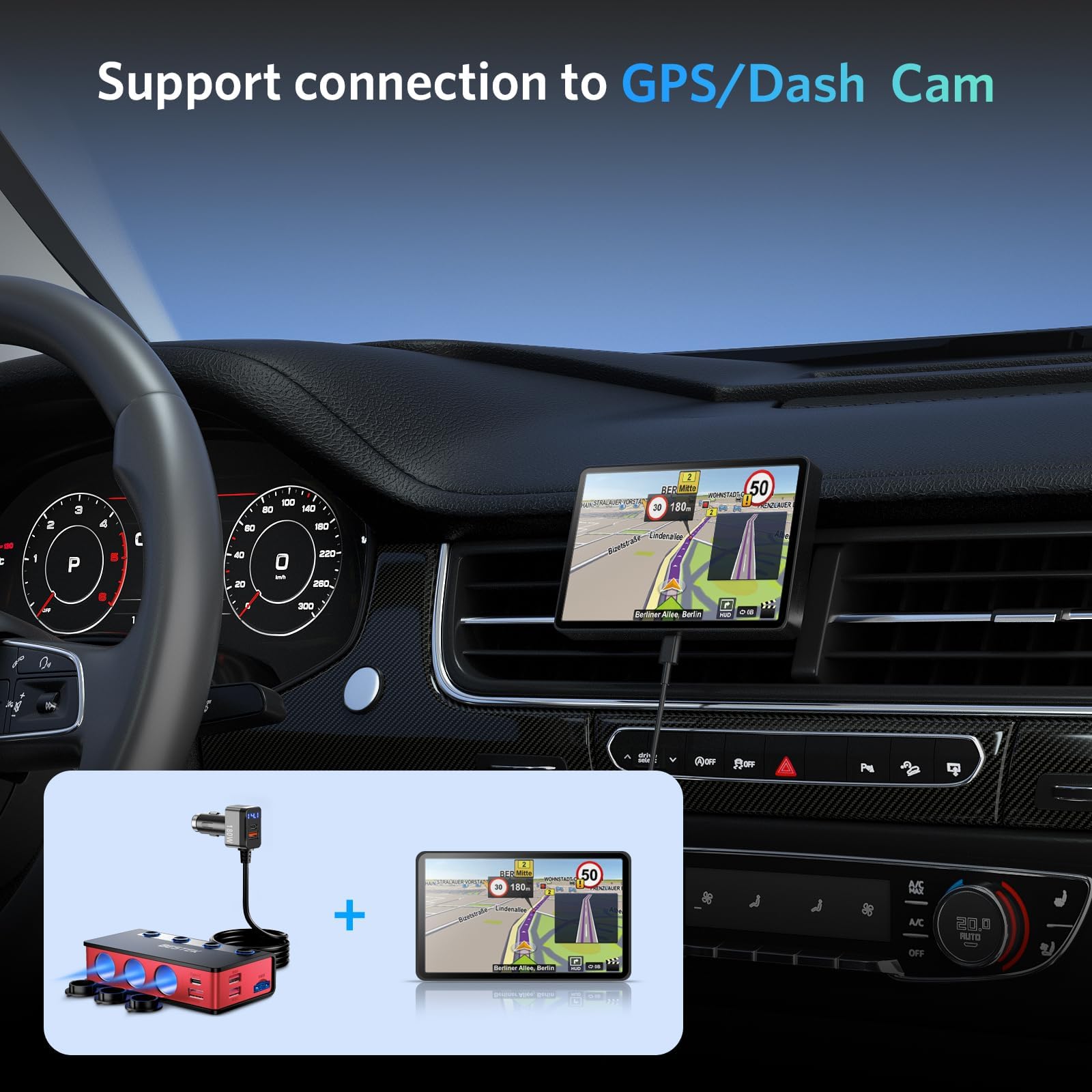 Bestek Cigarette Lighter Splitter Adapter: 9In1 Car Charger 180W 3-Socket Pd 65W And Qc3.0 18W Charging Ports Led Display Super