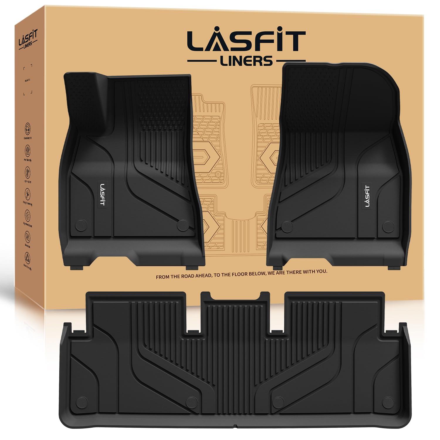 Lasfit Premium Extra Thick Floor Mats For Tesla Model 3 Highland 2025/2024 | Performance/Long Range/Base | All Weather Tpe Custo