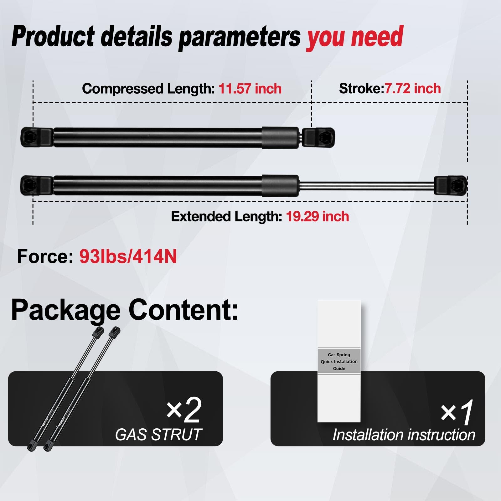 Vepagoo Pm2025 Front Hood Gas Struts Fit For 2002-2005 Hyundai Sonata Sedan Shocks Lift Support Springs, Replacement Oem Sg36700