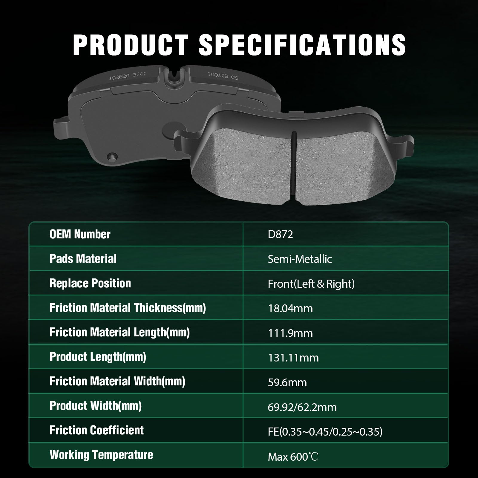 Automuto 8Pc Front & Rear Semi-Metallic Disc Brake Pads Set D873 D872 For Mercedes-Benz C230 C240 C280 C320 C350 Clk320 Clk350 S