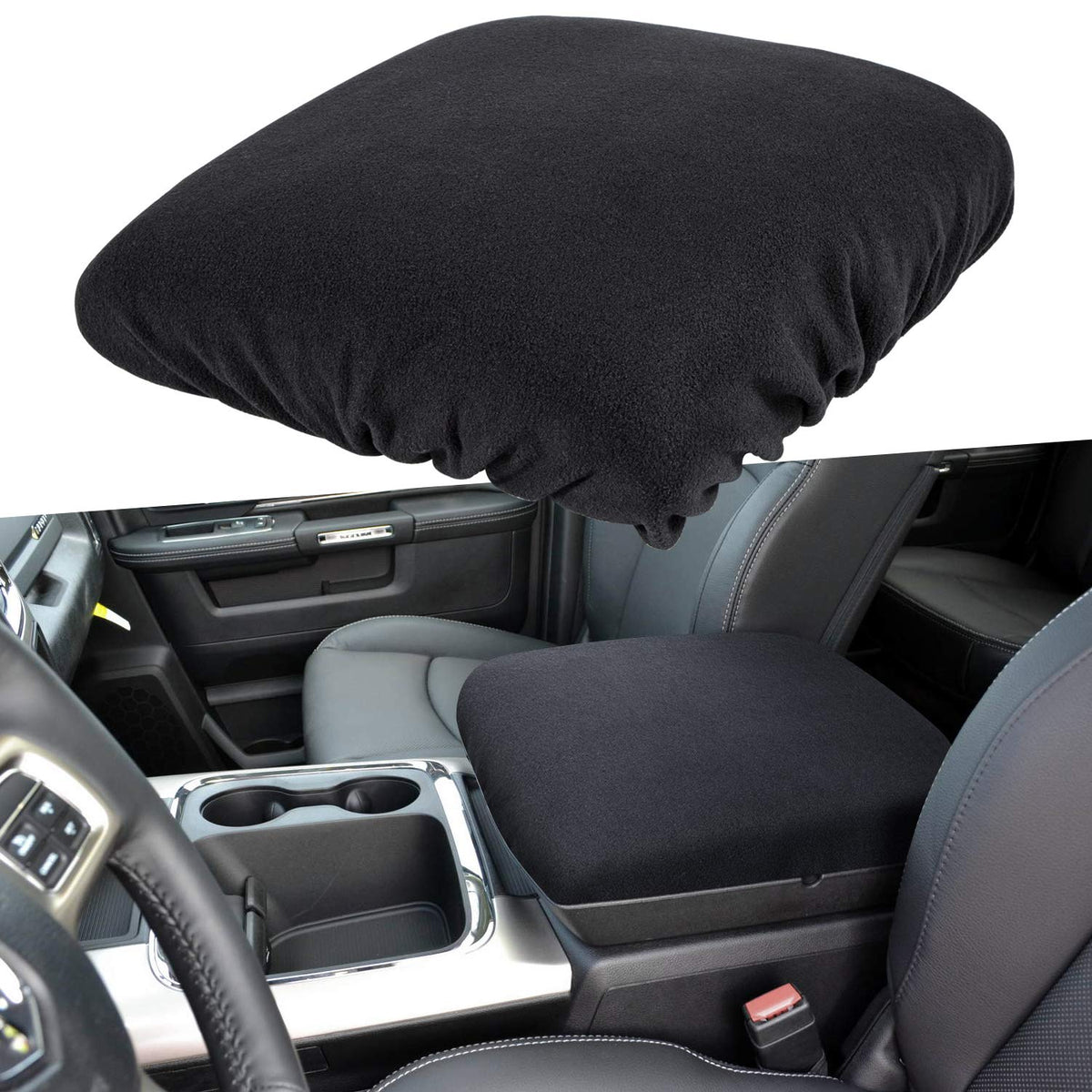 Center Console Armrest Pad Cover For Dodge Ram 1500 2500 3500 4500 5500 Pickup Truck 1993-2023 Black Soft Car Armrest Seat Box P