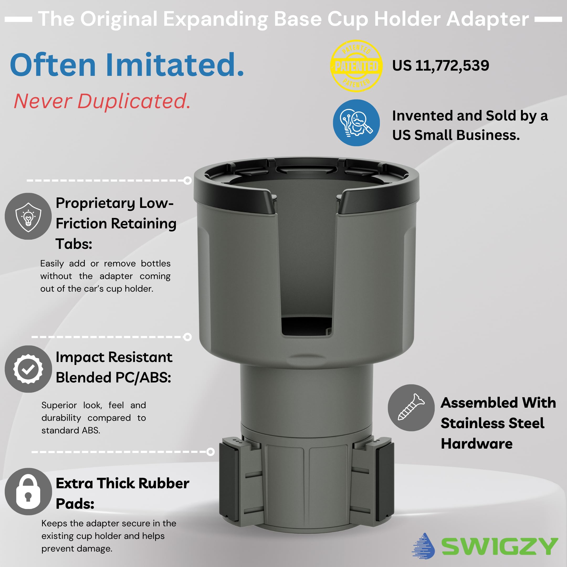 Swigzy Car Cup Holder Expander Adapter (Adjustable) - Holds Hydro Flask, Yeti, Nalgene, Large 32/40 Oz. Bottles & Big Drinks - G