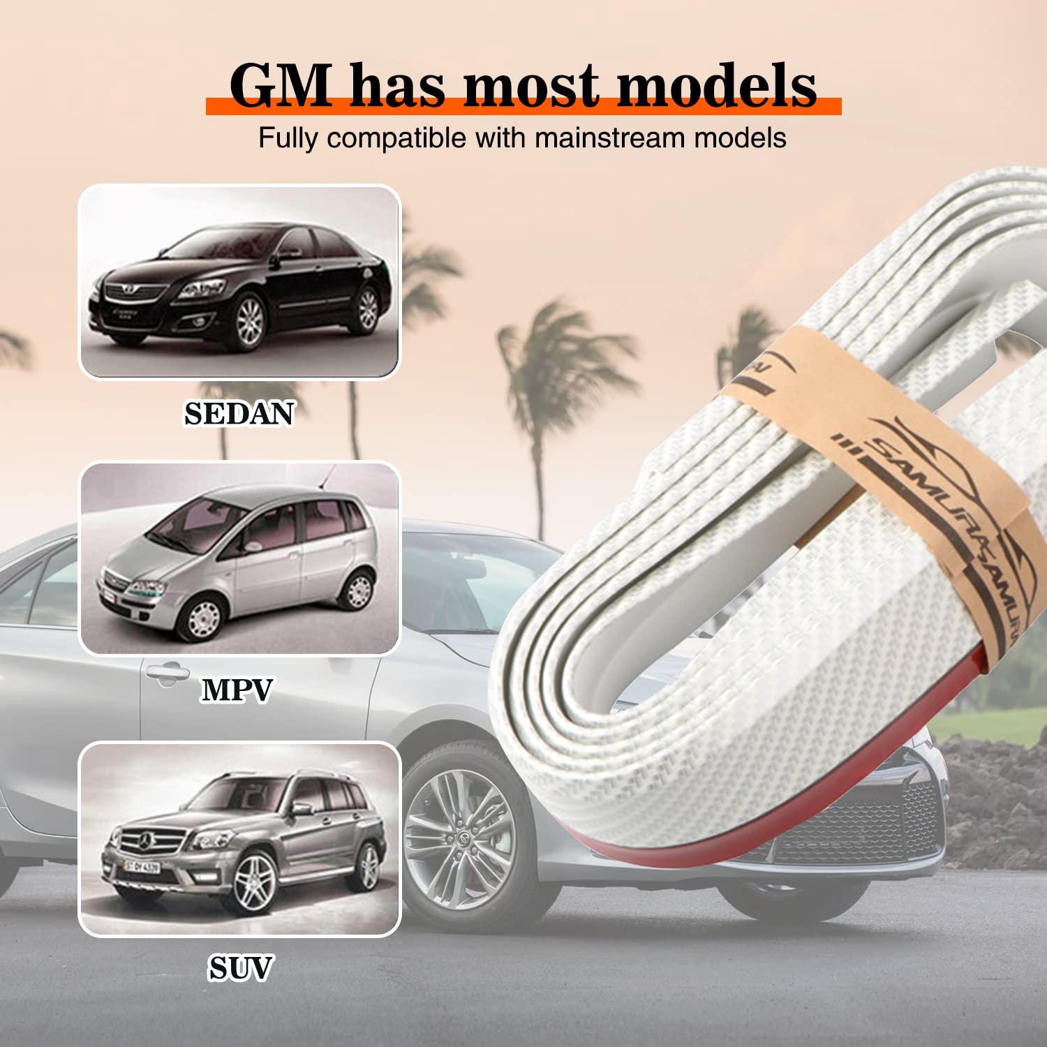 Miytsya Pack-1 2.5M/8.2Ft Car Carbon Fiber Front Lip, Front Bumper Lip, Carbon Lip, Side Skirt, Front Lip Spoiler Waterproof Protection, Universal Auto Parts (Carbon Fiber White)