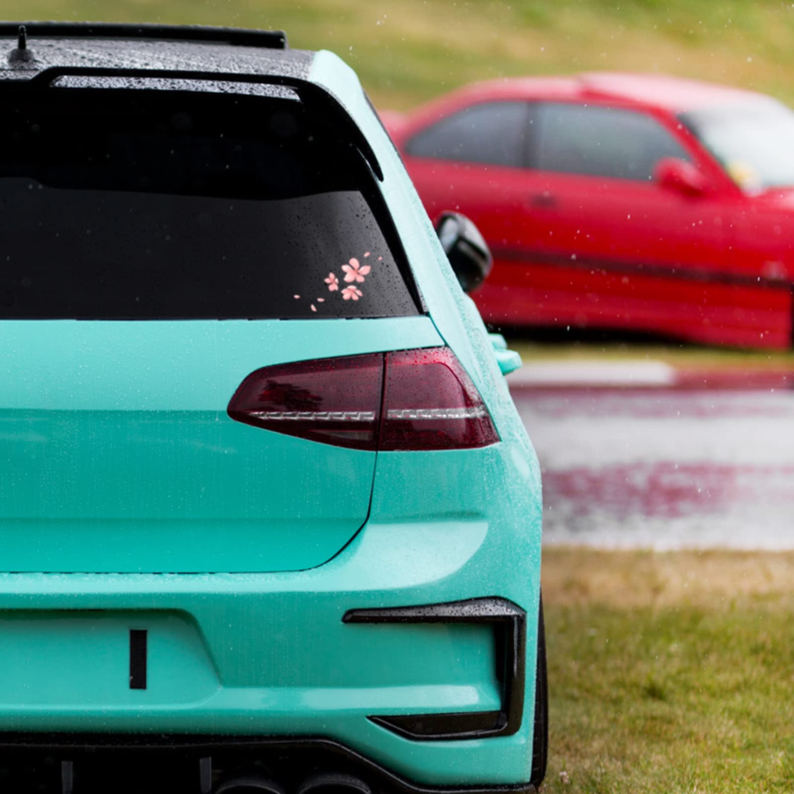 Cherry Blossom Vinyl Car Sticker, Scratch Cover Pink Flower Bumper Decal For Automotive, Motocycle, Home Decor