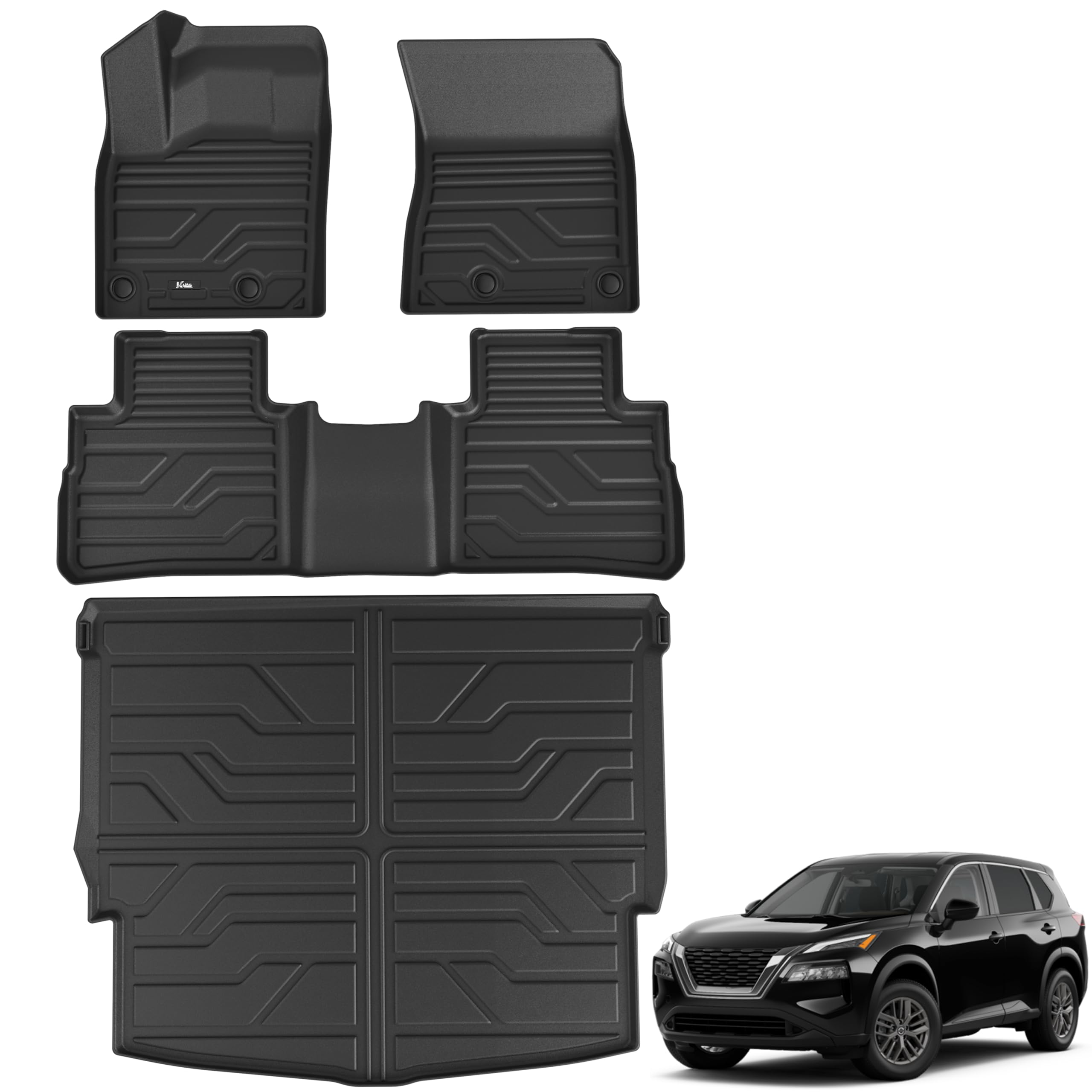 Karpal Floor Mats For 2021-2024 2025 Nissan Rogue (Not For Sport), Tpe Rubber All Weather Protection Heavy Duty Floor Liners Car