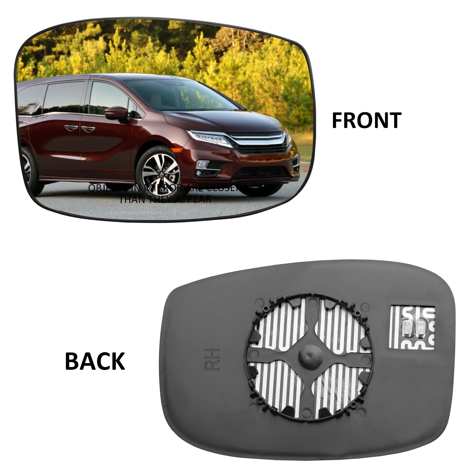 LOIYLLEN Passenger Side Mirror Replacement for Honda Odyssey 2018 2019 2020 2021 2022 2023 - Right Side Mirror Glass, Rear View