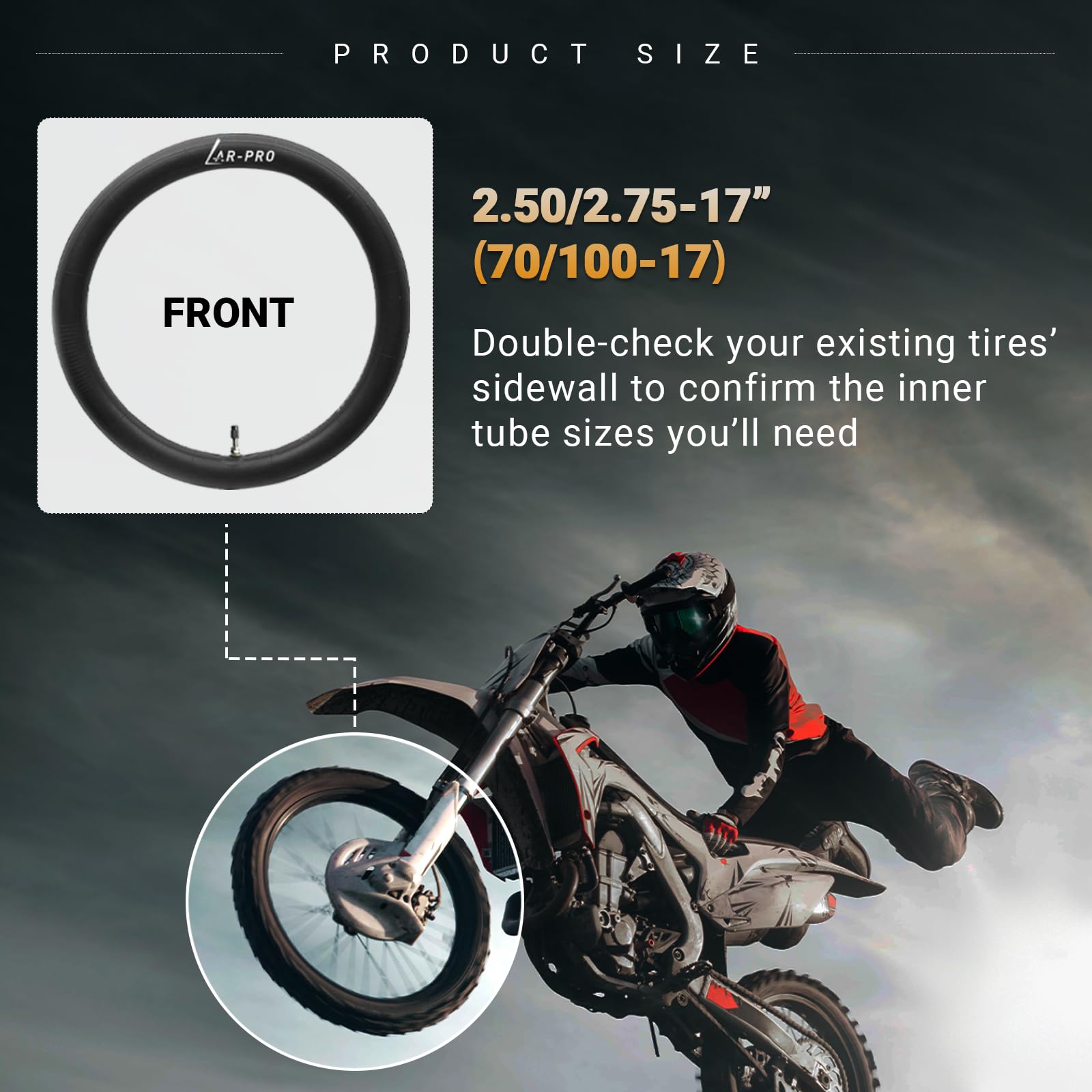 (2-Pack) 2.50/2.75-17   (70/100-17)Motorcycle Inner Tubes - Compatible With Honda, Coolster, Taotao, 110Cc, 125Cc, And 140Cc, Di