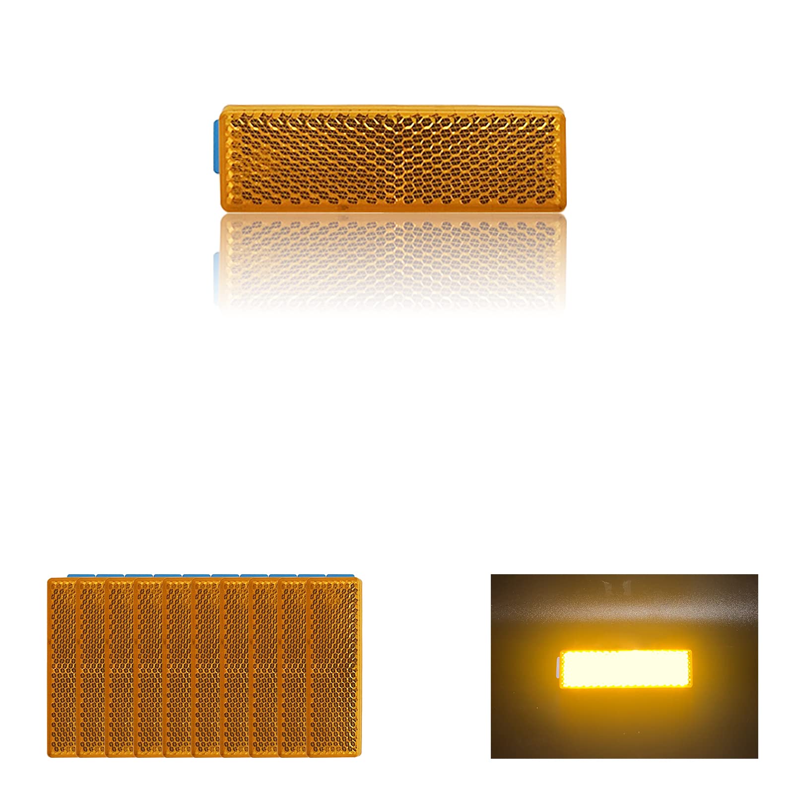 Reflector 76X22mm Self Adhesive Rectangle Safety Waterproof Stick on for Driveway Mailbox Trailer