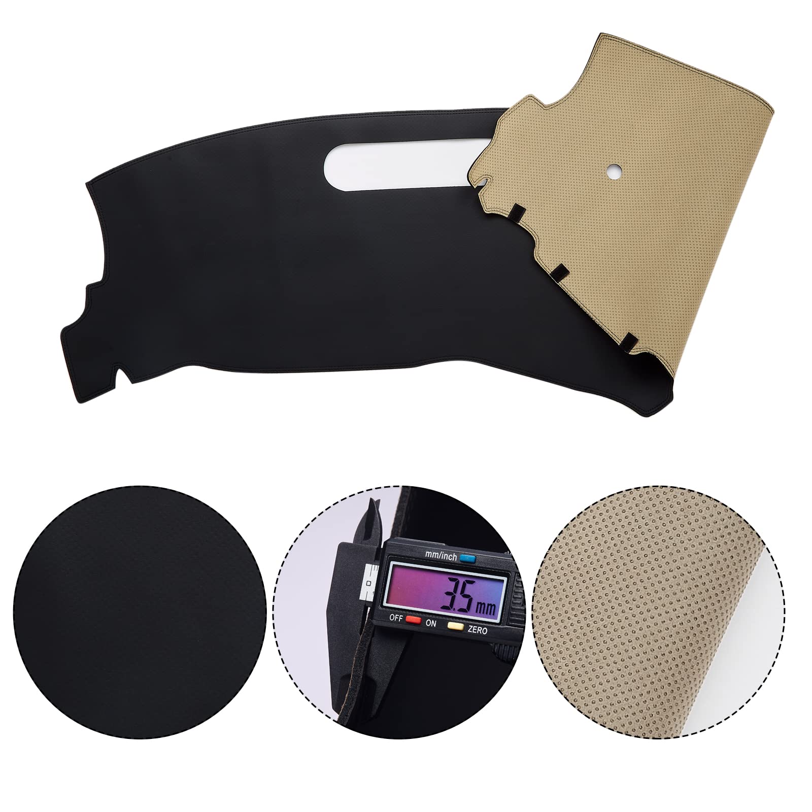 Berksyde Dashboard Dash Mat Cover Leather Dashboard Pad Compatible For 98-01 Jimmy,98-04 S10 Sonoma,98-05 Blazer(Black)