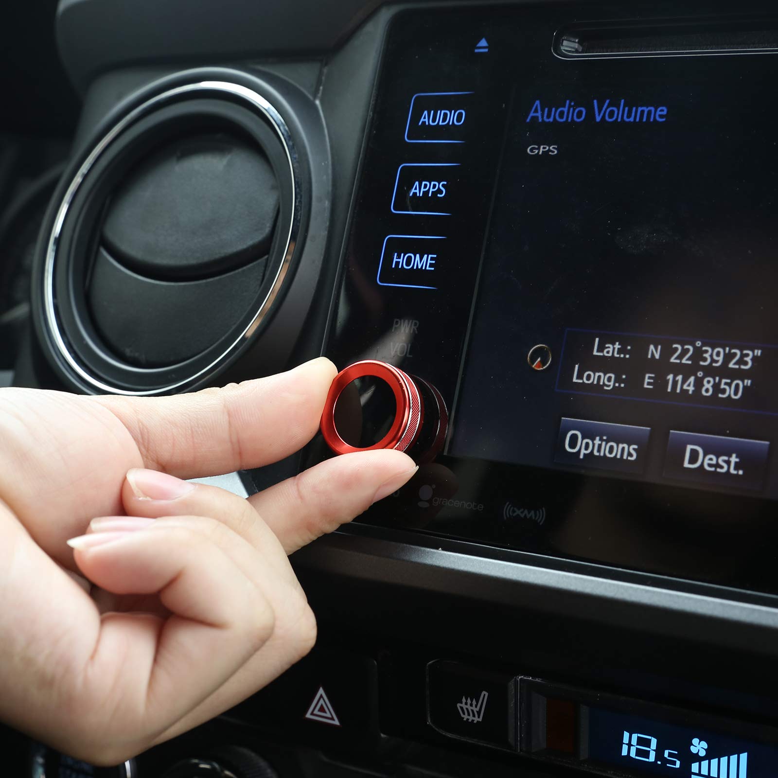 Tongsheng 3 Pcs Car Aluminum Alloy Rear View Mirror Adjustment And Volume Knob Cover Trim For Toyota Tacoma 2015 2016 2017 2018