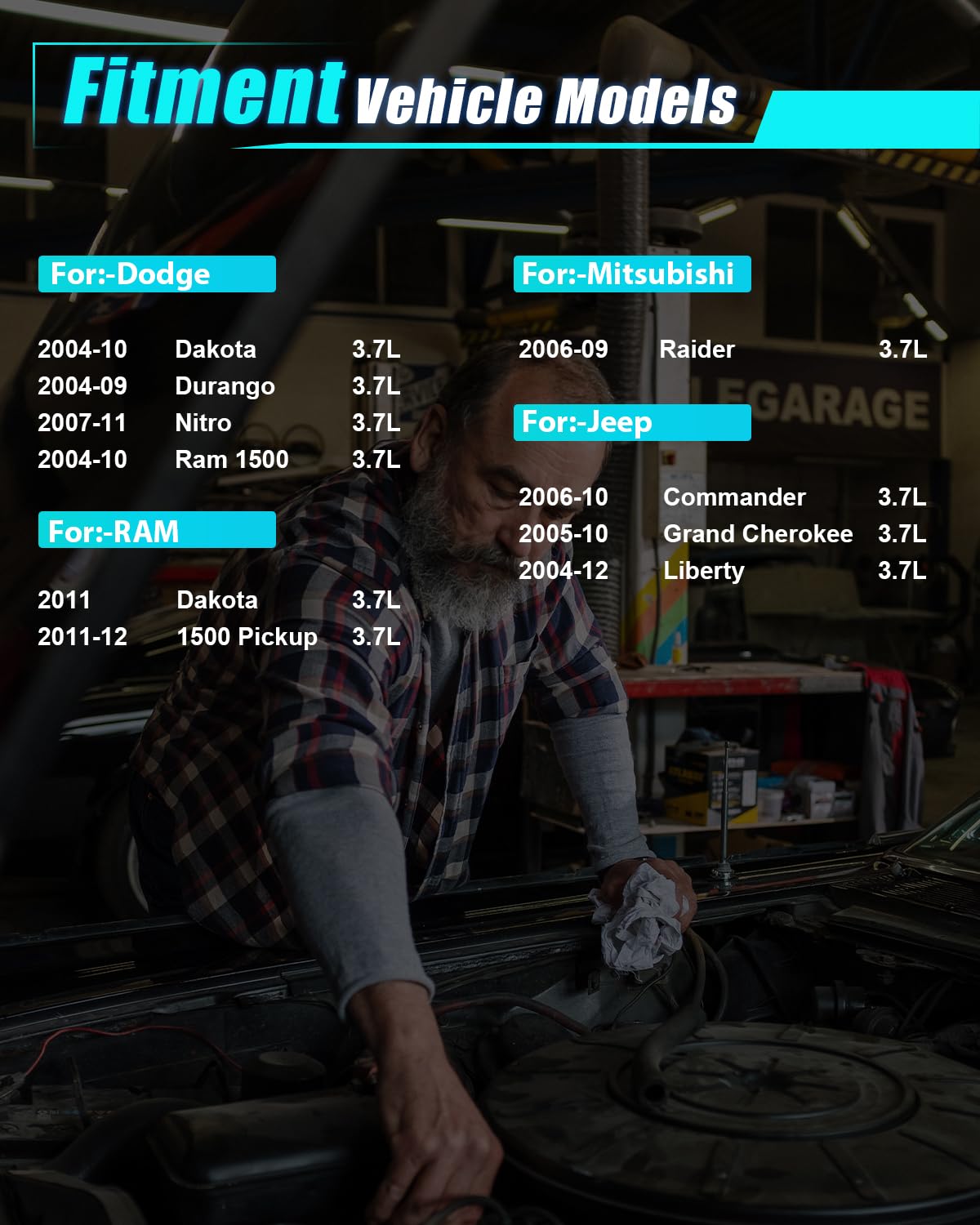 Aupeft Fuel Injectors For:-Jeep Grand Cherokee Liberty Commander For:-Ram 1500 For:-Dodge Nitro Durango For:-Mitsubishi Raider 3.7L 2004 2005 2006 2007 2008 2009 2010 2011 2012 Oe#0280158020 (8Pcs)