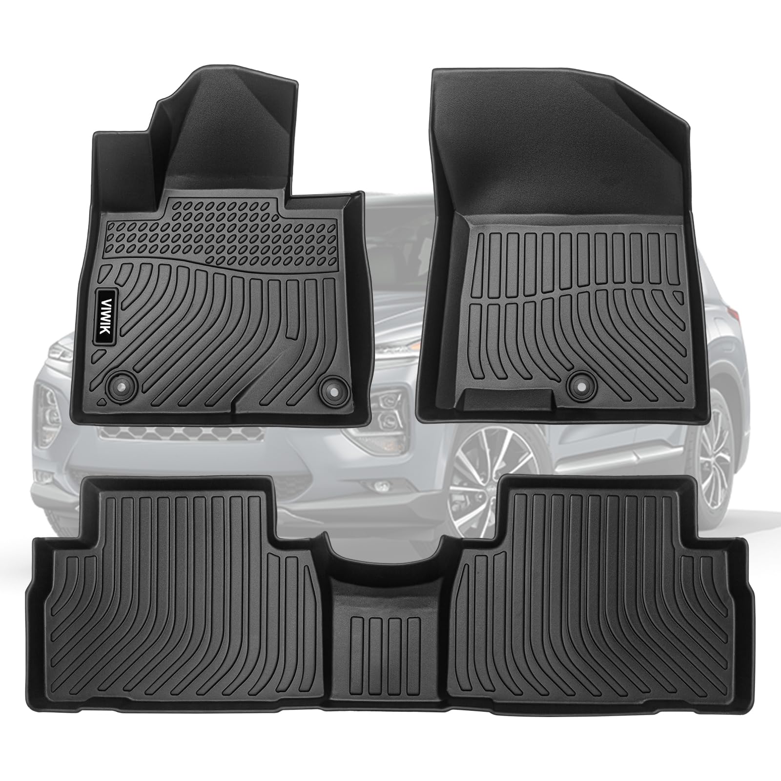 Viwik Floor Mats Fits For Hyundai Santa Fe 5 Passenger Models 2019 2020, All Weather Protection Car Mats 1St And 2Nd Row Front &