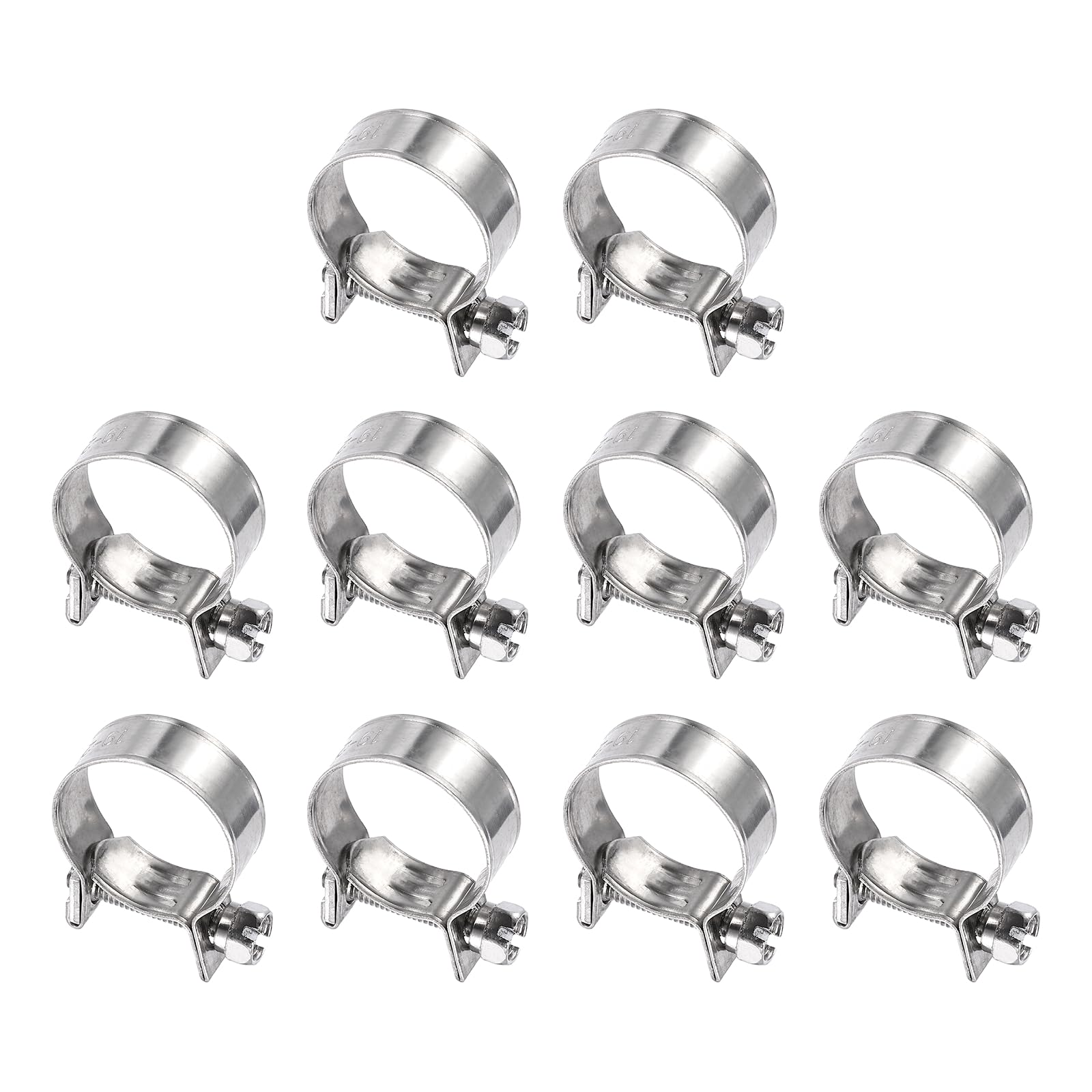 HARFINGTON 10pcs Fuel Injection Hose Clamp 19-21mm Adjustable 304 Stainless Steel Mini Gas Line Hose Clamp for Automotive Agricu