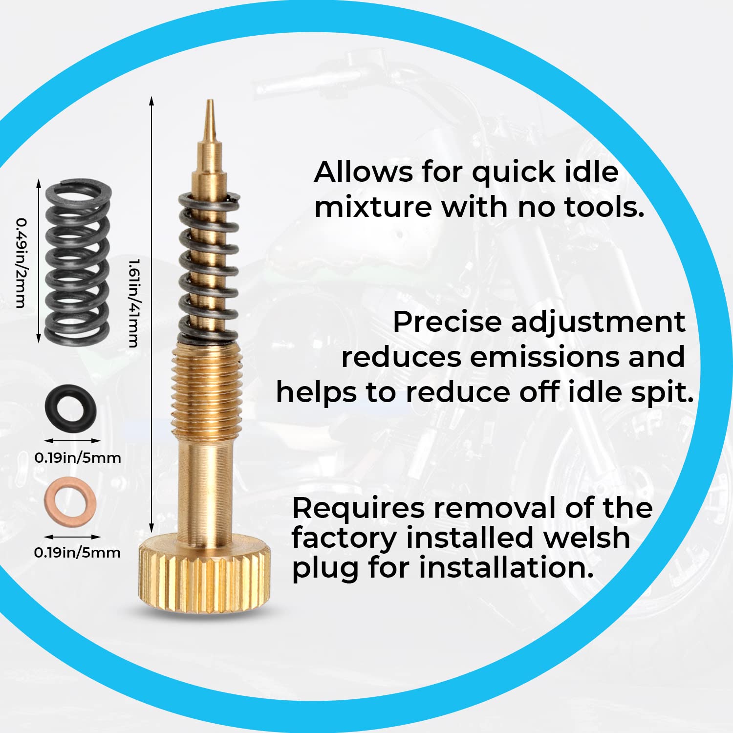 Alpha Rider Pro Carb Rebuild Kit Mixture Screw For Keihin Cv Cvk Carbs For Harley Big Twin 1990-1999, Twin Cam 1999-2006 & Sportster Xl 883 1200 1988-2006