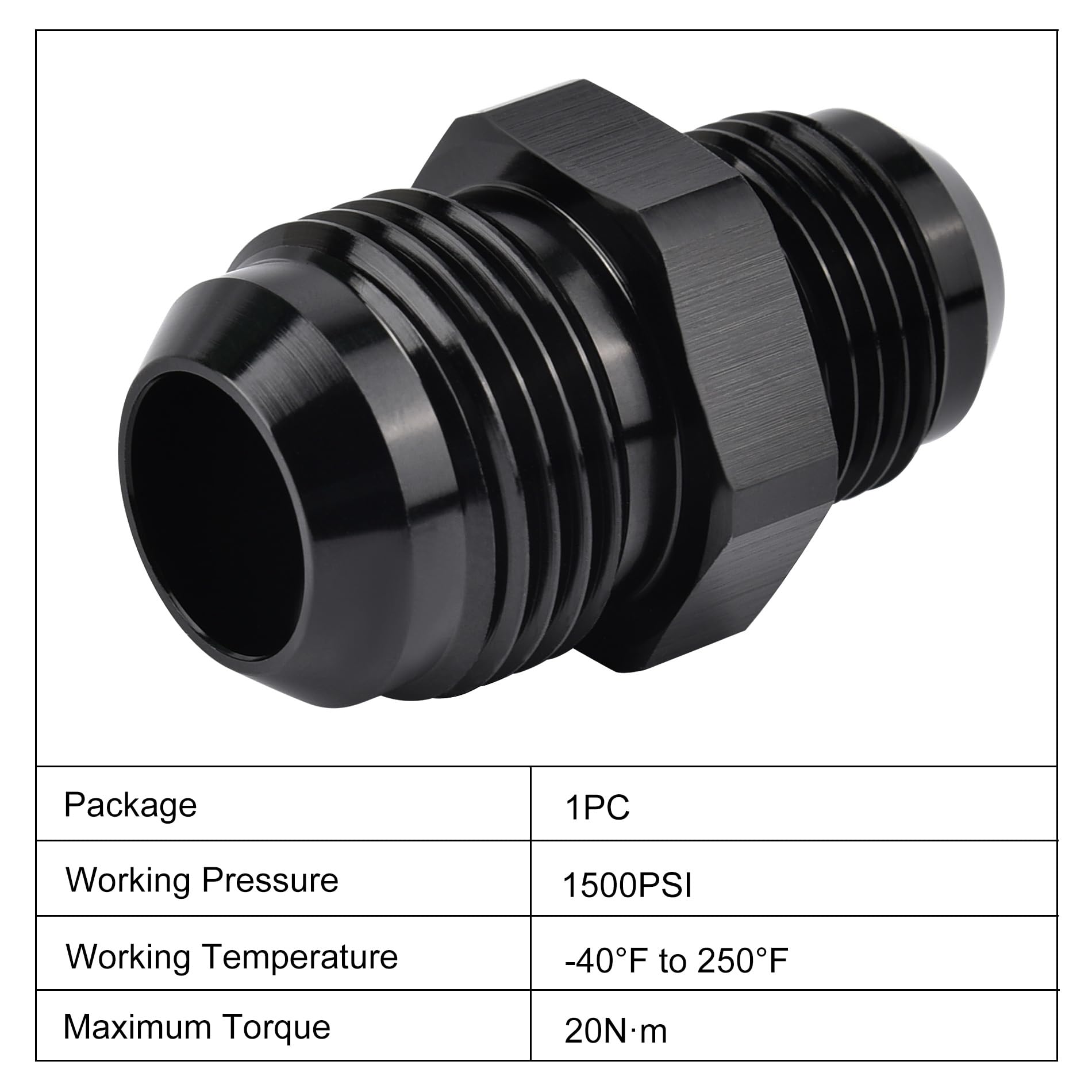 EVIL ENERGY 12AN Male to AN10 Male Flare Reducer Coupler Union Straight Adapter Fitting Black