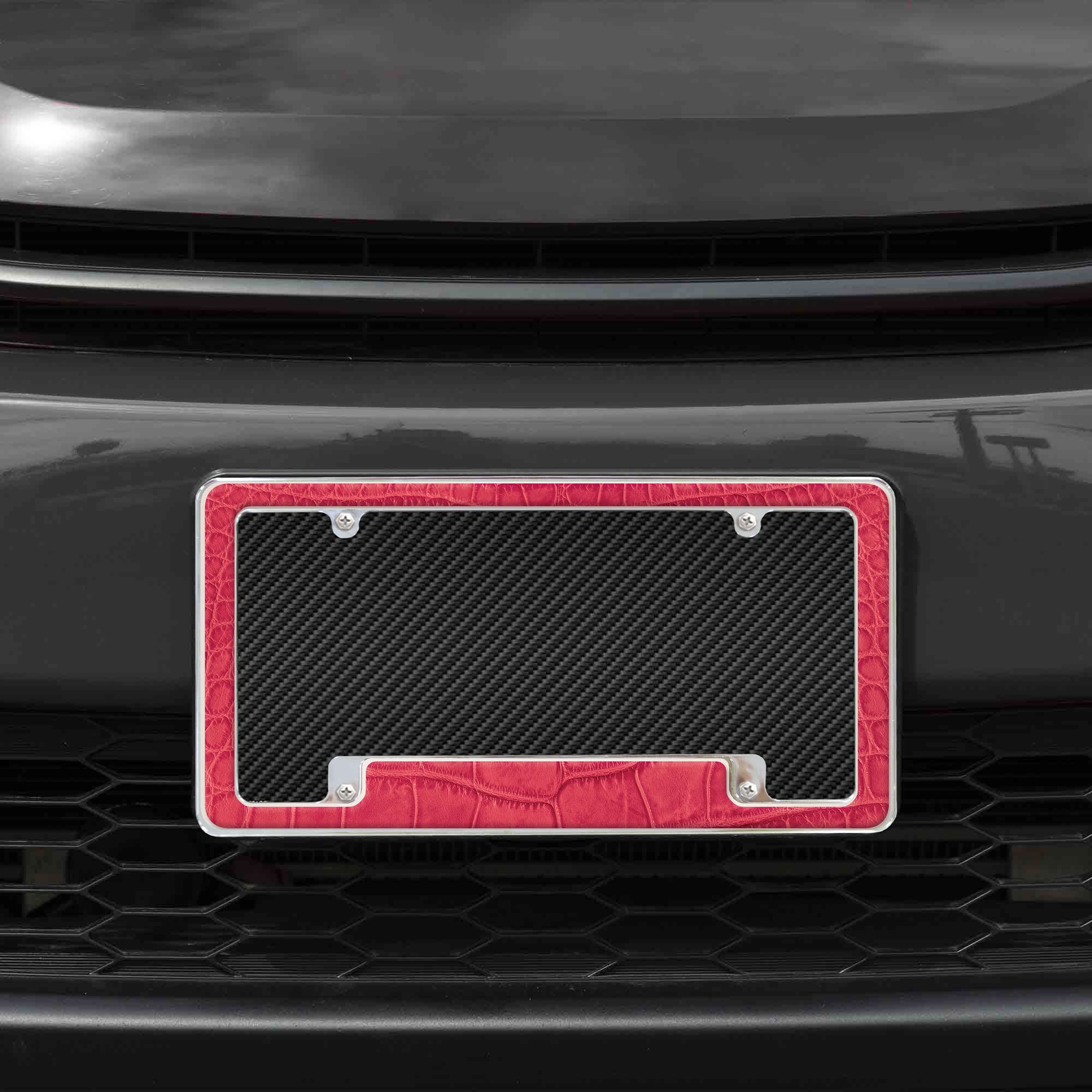 Rico Industries Pink Aligator All Over Automotive License Plate Frame for Car/Truck/SUV (12 x 6)