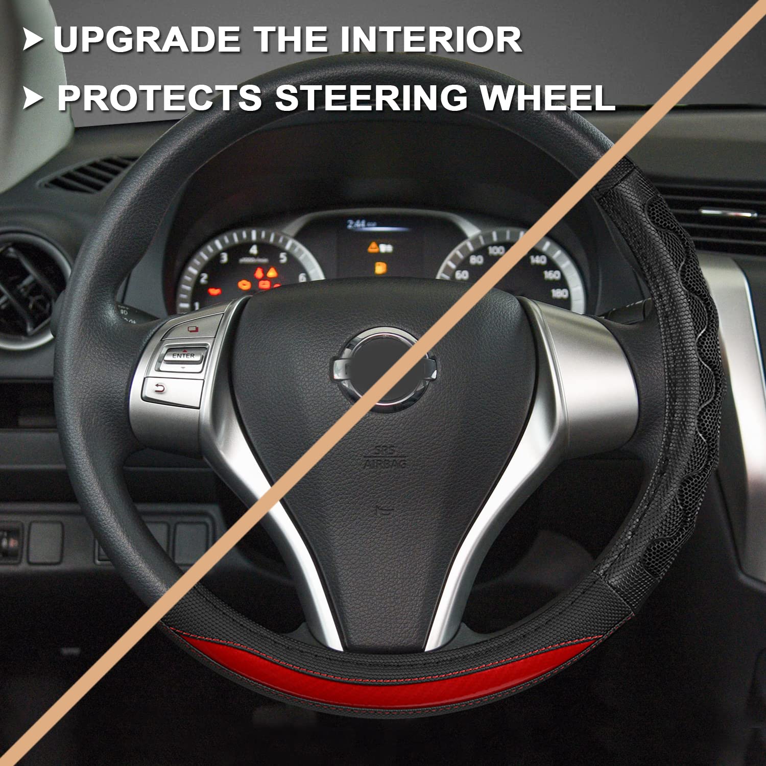 Giant Panda Steering Wheel Cover For Nissan Rogue - Car Steering Wheel Cover For Nissan Altima Sentra(Red-Round-Shaped)