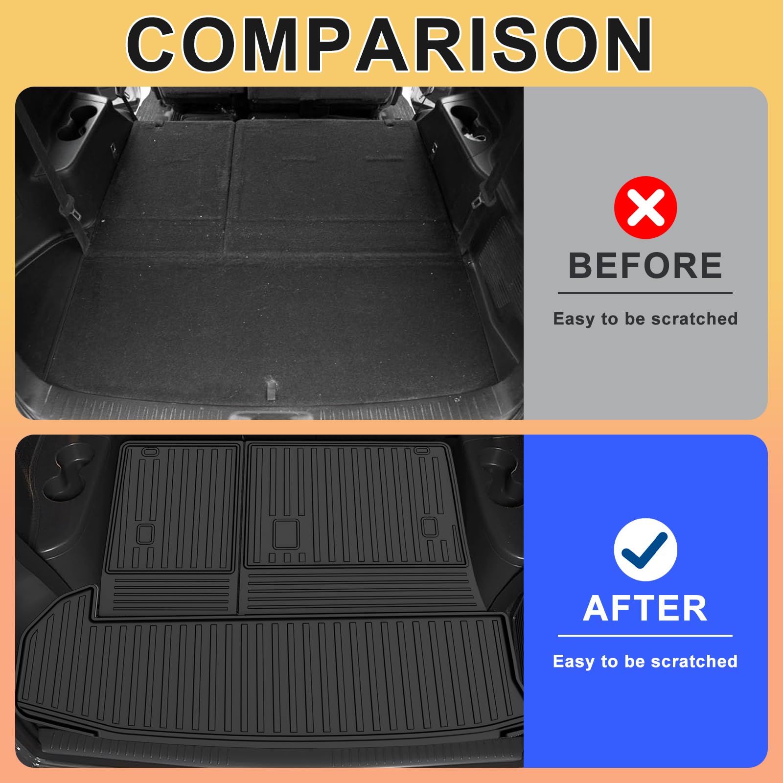 Aomsazto Cargo Mat Compatible With 2014-2019 Toyota Highlander Cargo Liner With Backrest Mat For 7 Seat Highlander Accessories (